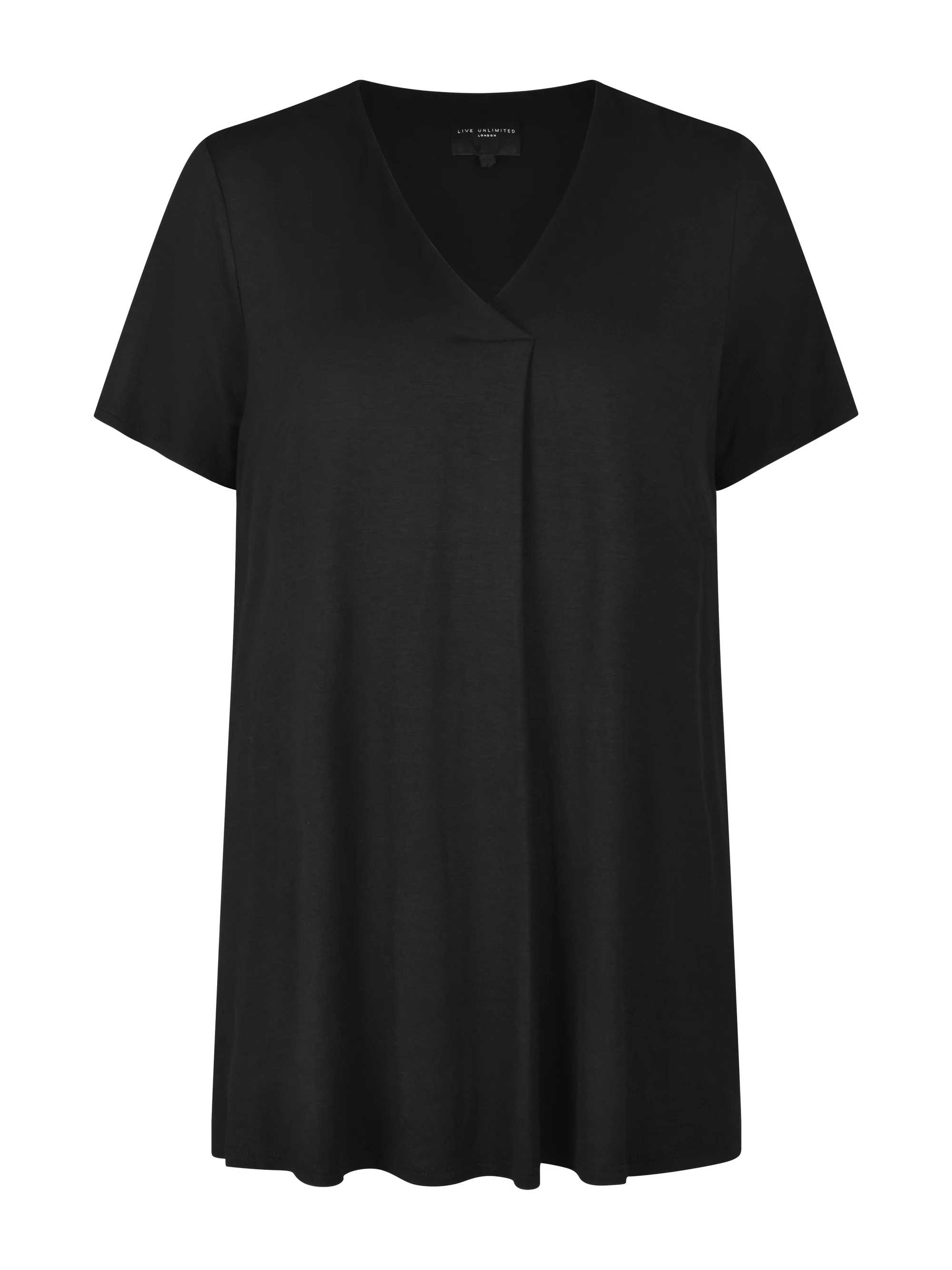 Black Short Sleeve Pleat Front Jersey Top - Image 3