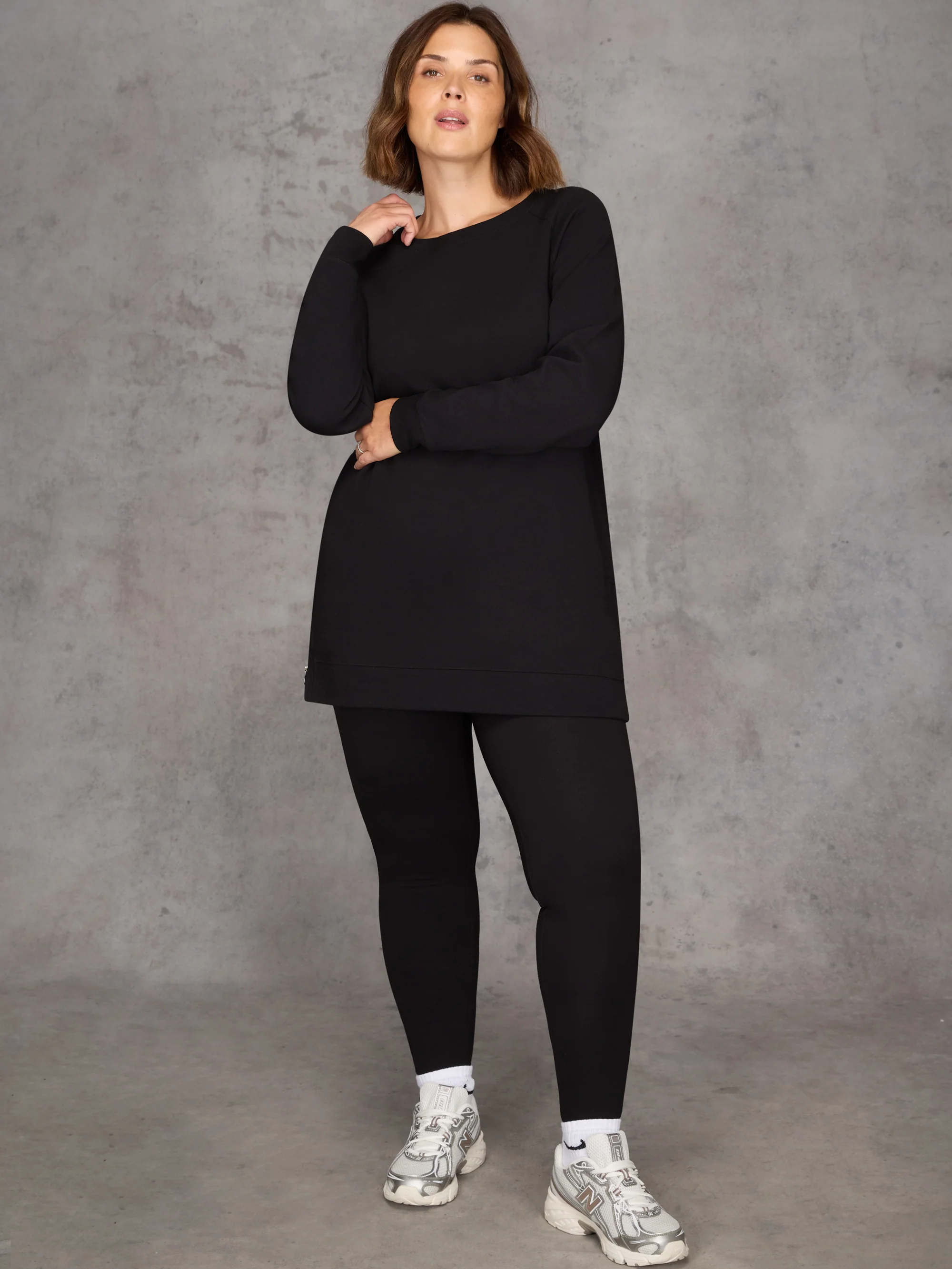 Black Side Zip Longline Sweatshirt - Image 2