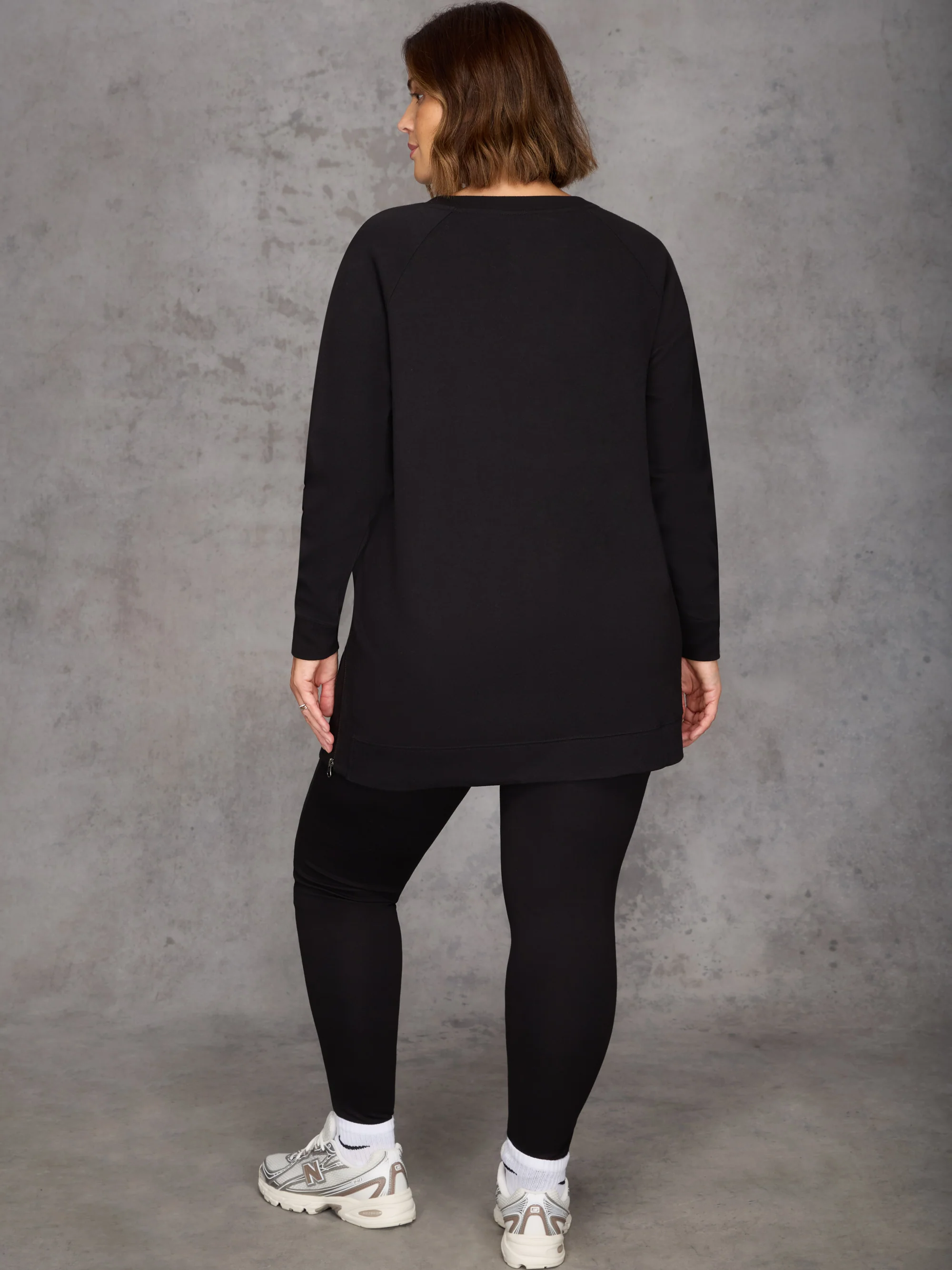 Black Side Zip Longline Sweatshirt - Image 5