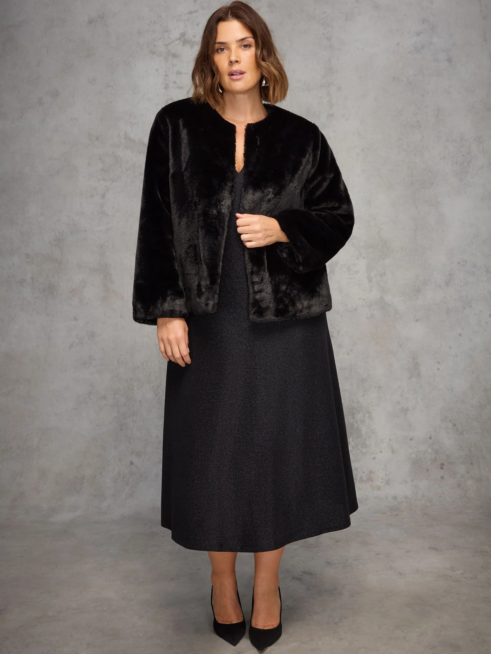 Black Sparkle Jersey Short Sleeve Dress - Image 4