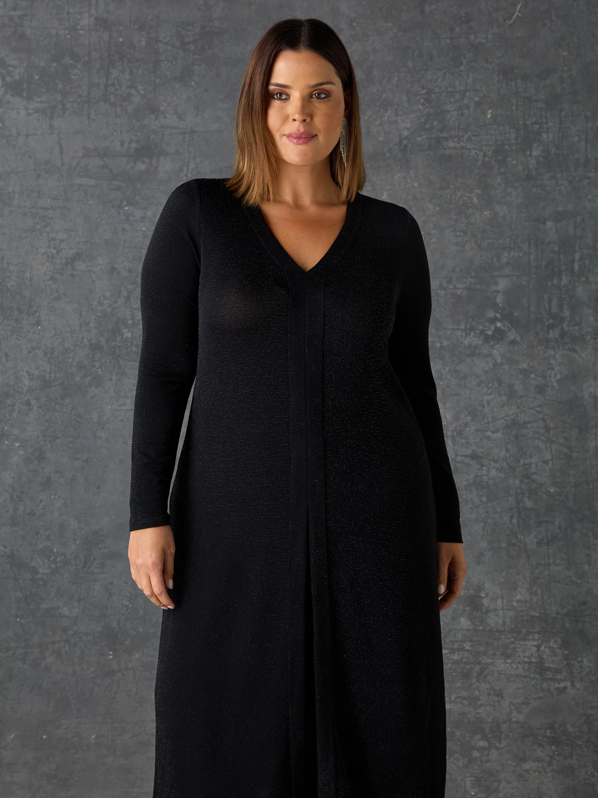 Black Sparkle Split Front Tunic - Image 2