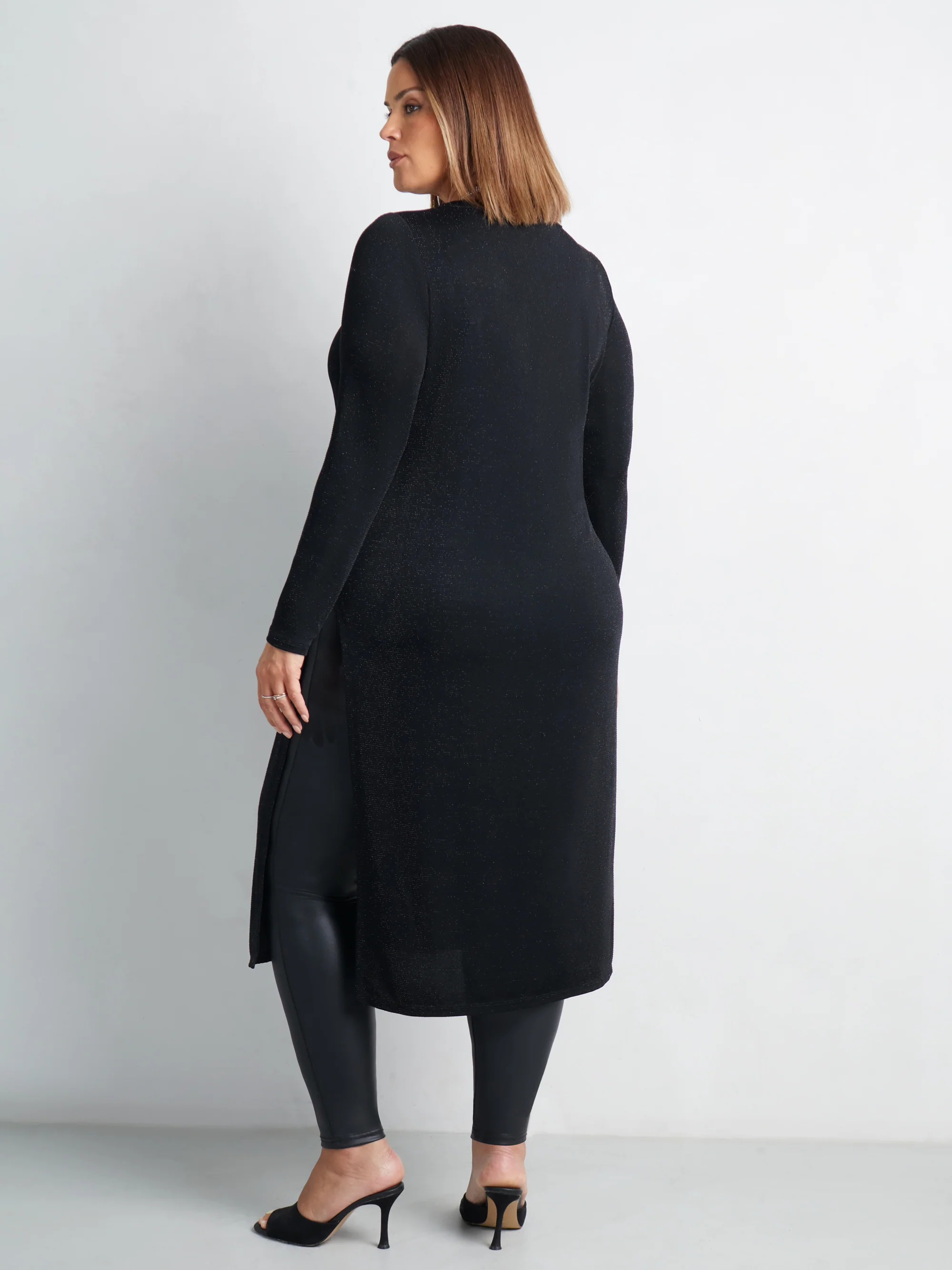 Black Sparkle Split Front Tunic - Image 7