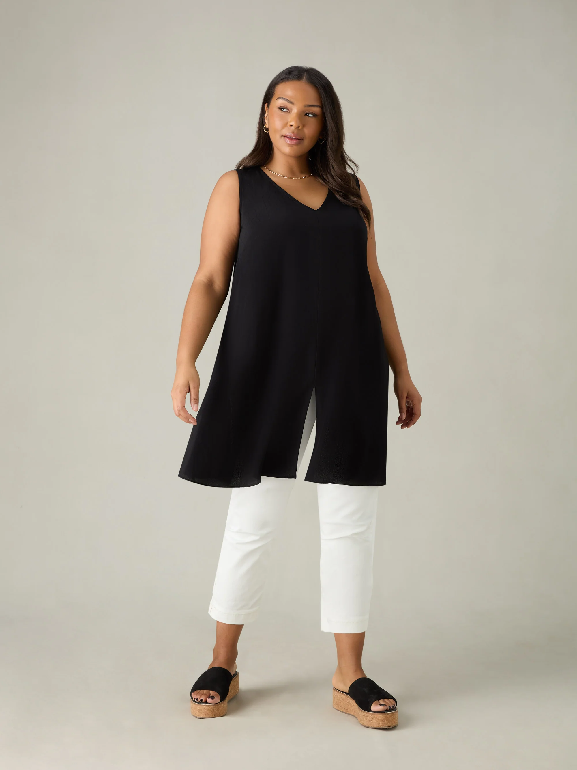 Black Split Front Tunic - Image 2