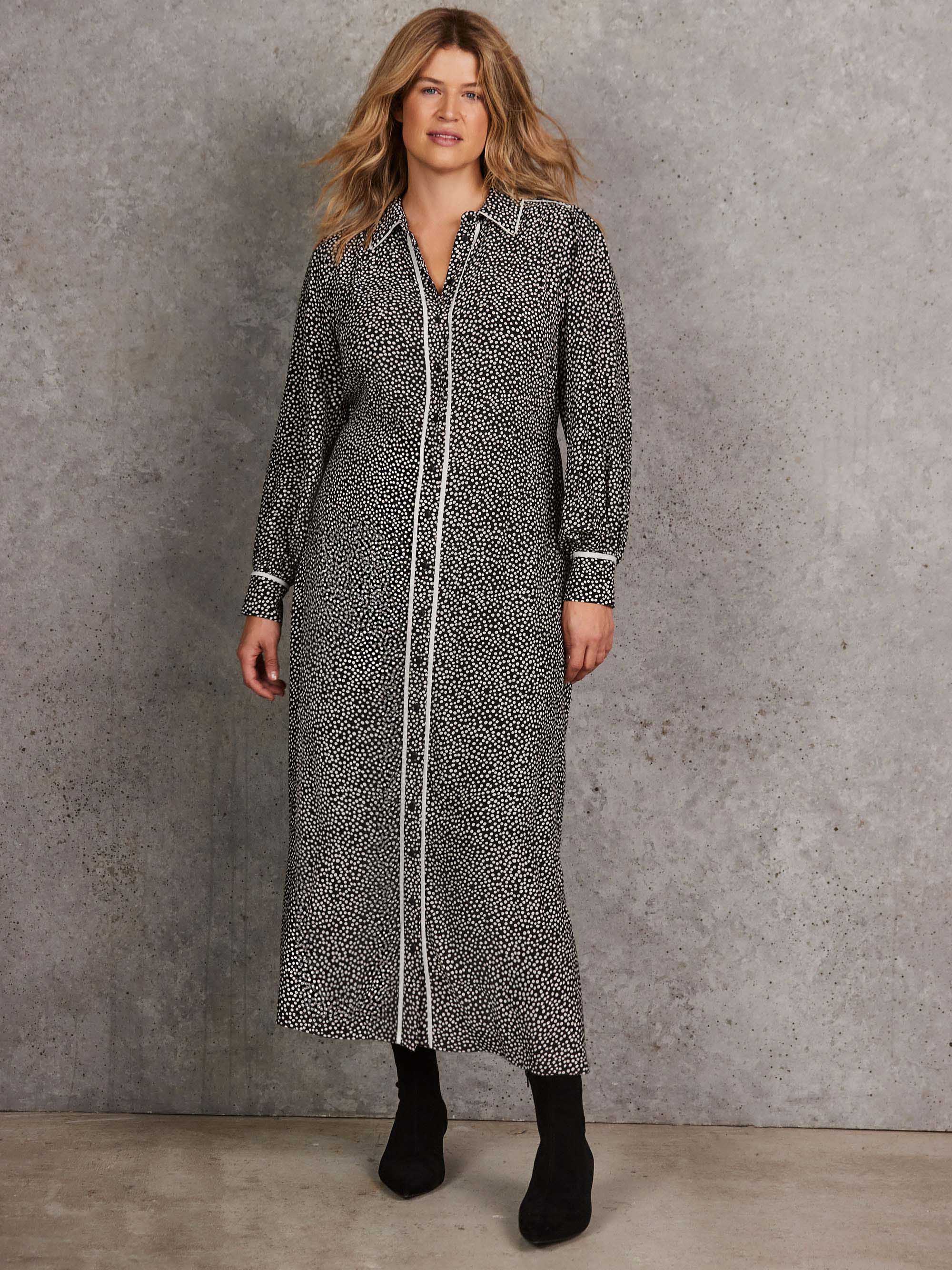 Black Spot Print Maxi Shirt Dress - Image 3