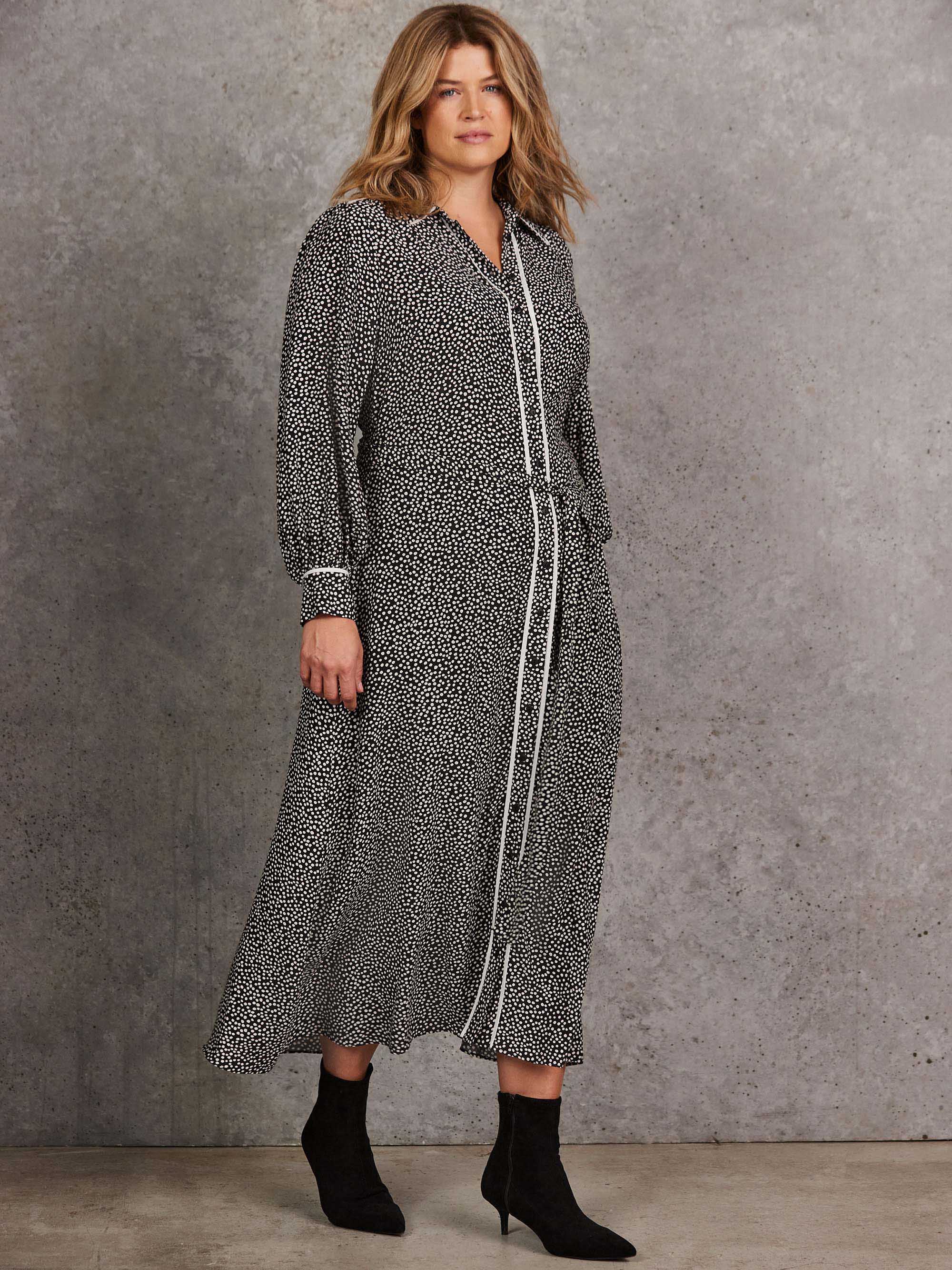 Black Spot Print Maxi Shirt Dress - Image 4