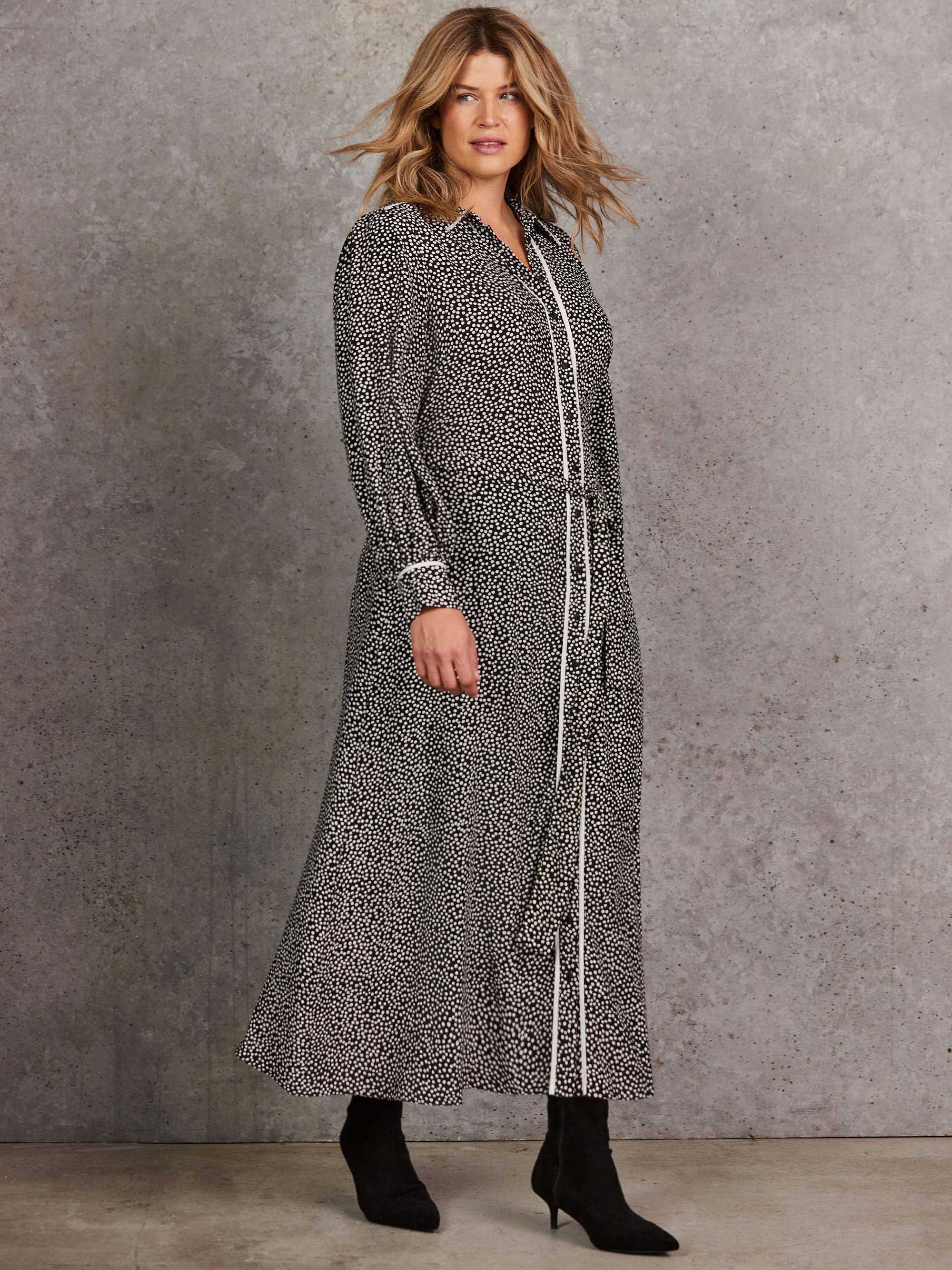 Black Spot Print Maxi Shirt Dress - Image 5