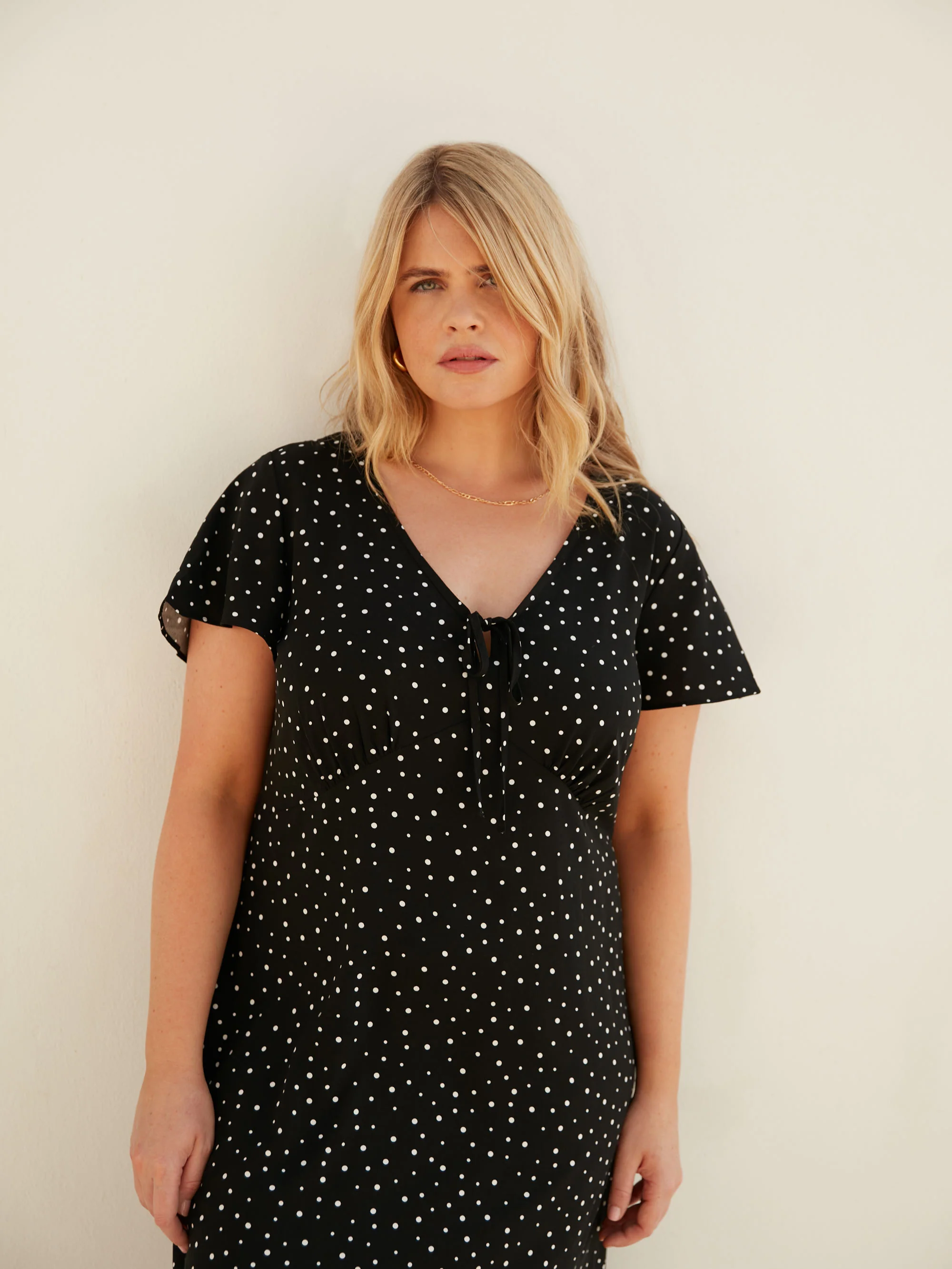 Black Spot Print Midi Tea Dress - Image 2