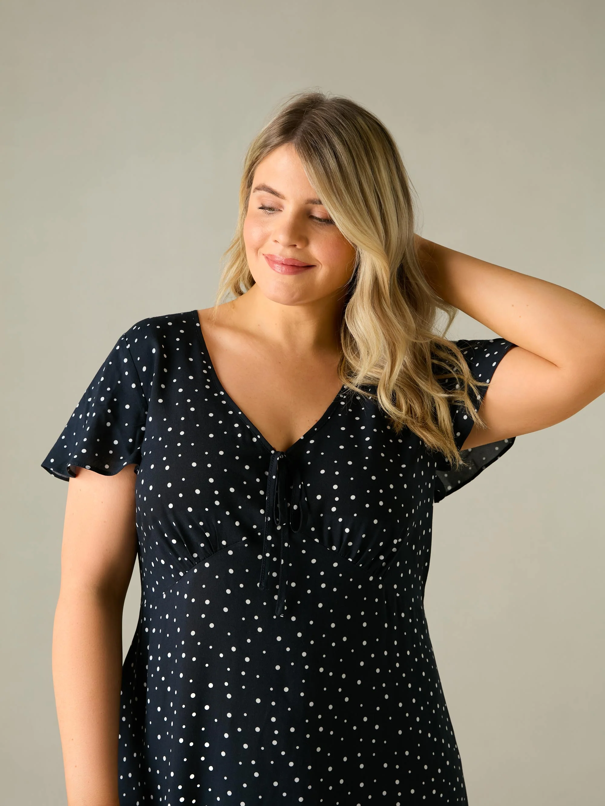 Black Spot Print Midi Tea Dress - Image 4