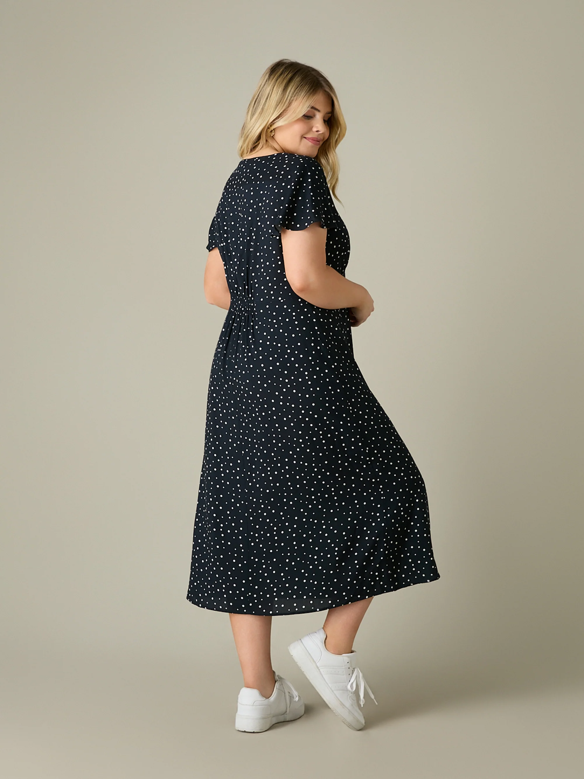 Black Spot Print Midi Tea Dress - Image 5