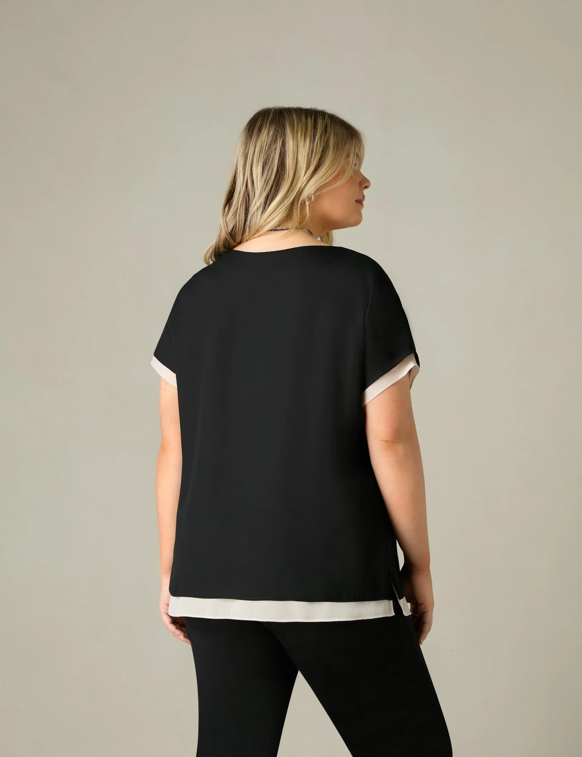 Black & Stone Layered Grown On Sleeve Top - Image 3