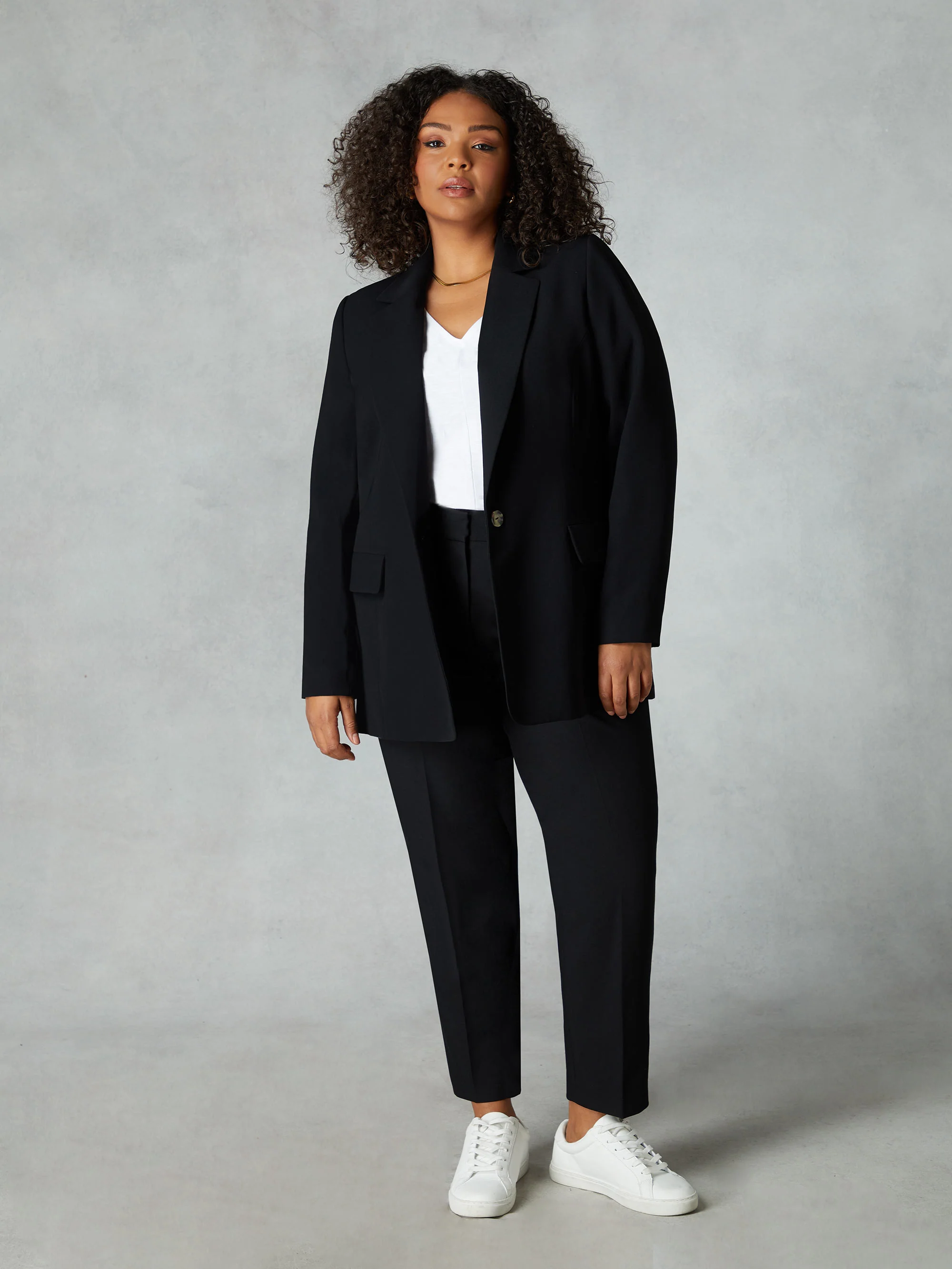 Black Stretch Tapered Trousers - Image 2