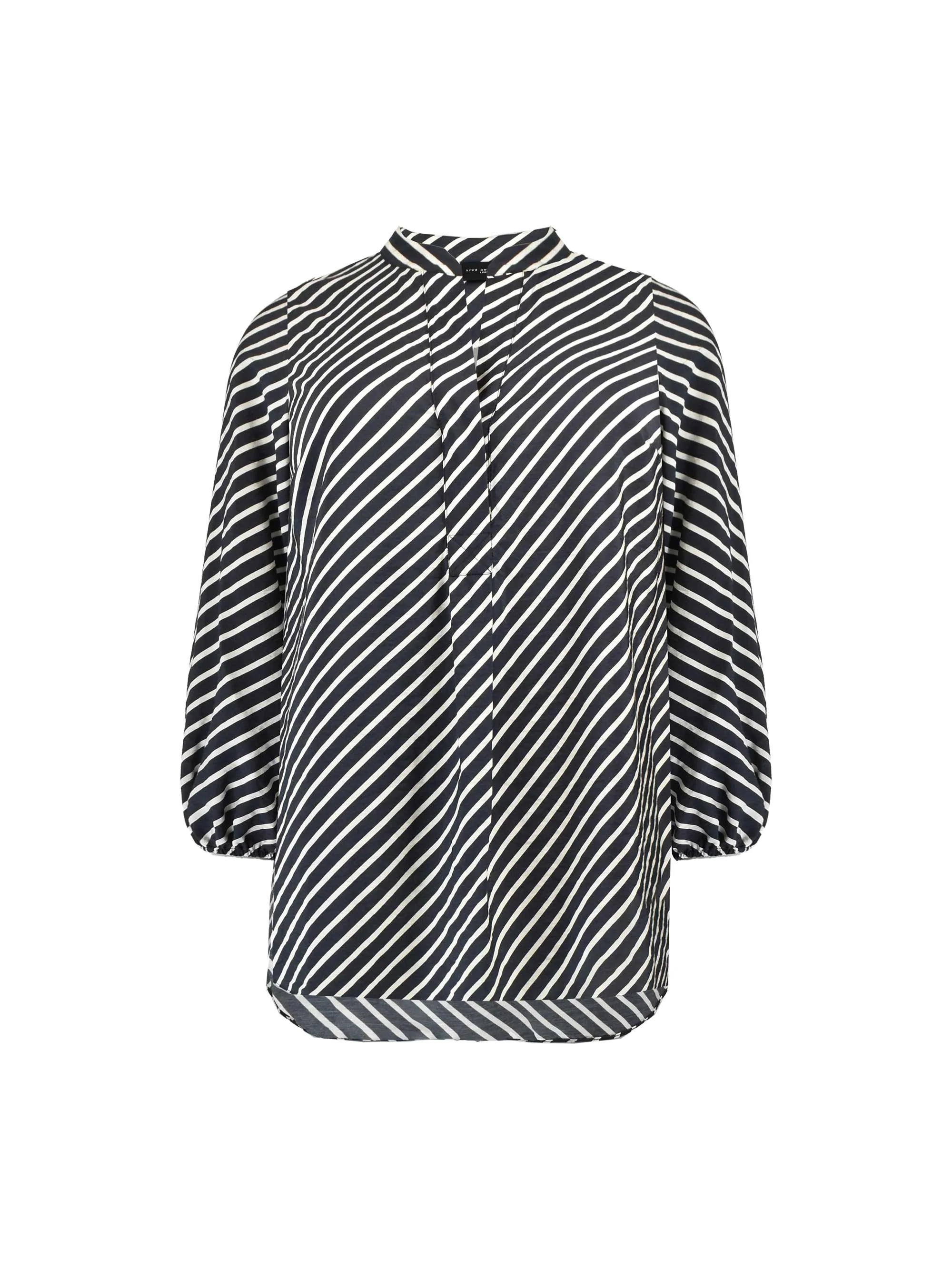 Black Stripe Curved Hem Shirt - Image 6