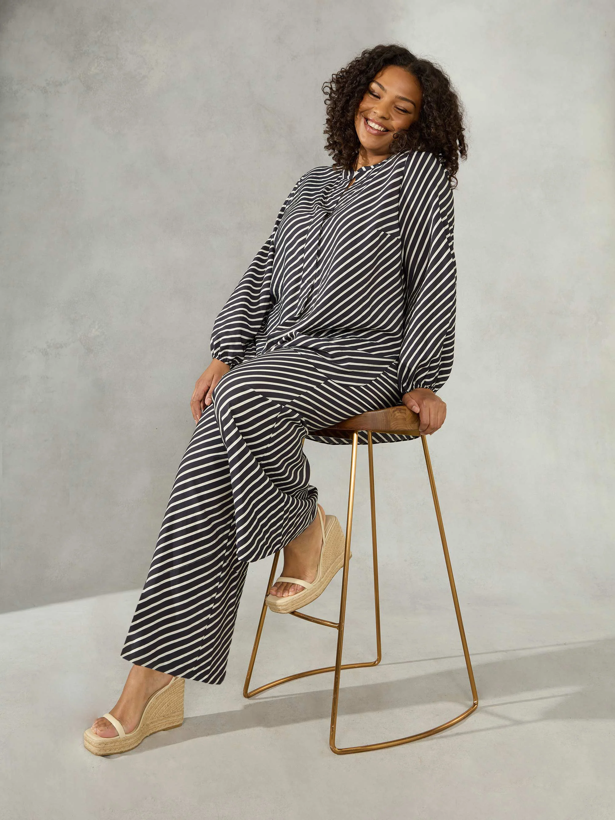 Black Stripe Wide Leg Trouser - Image 5