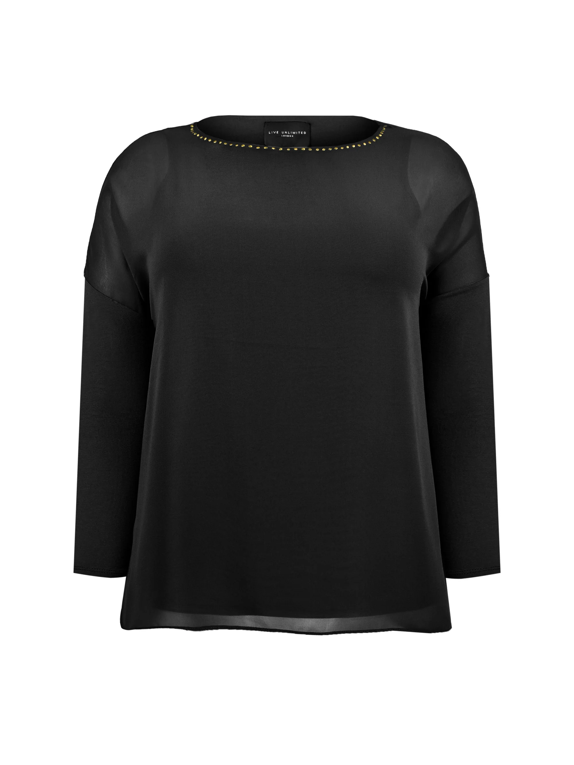 Black Stud Detail Overlay Top - Image 3