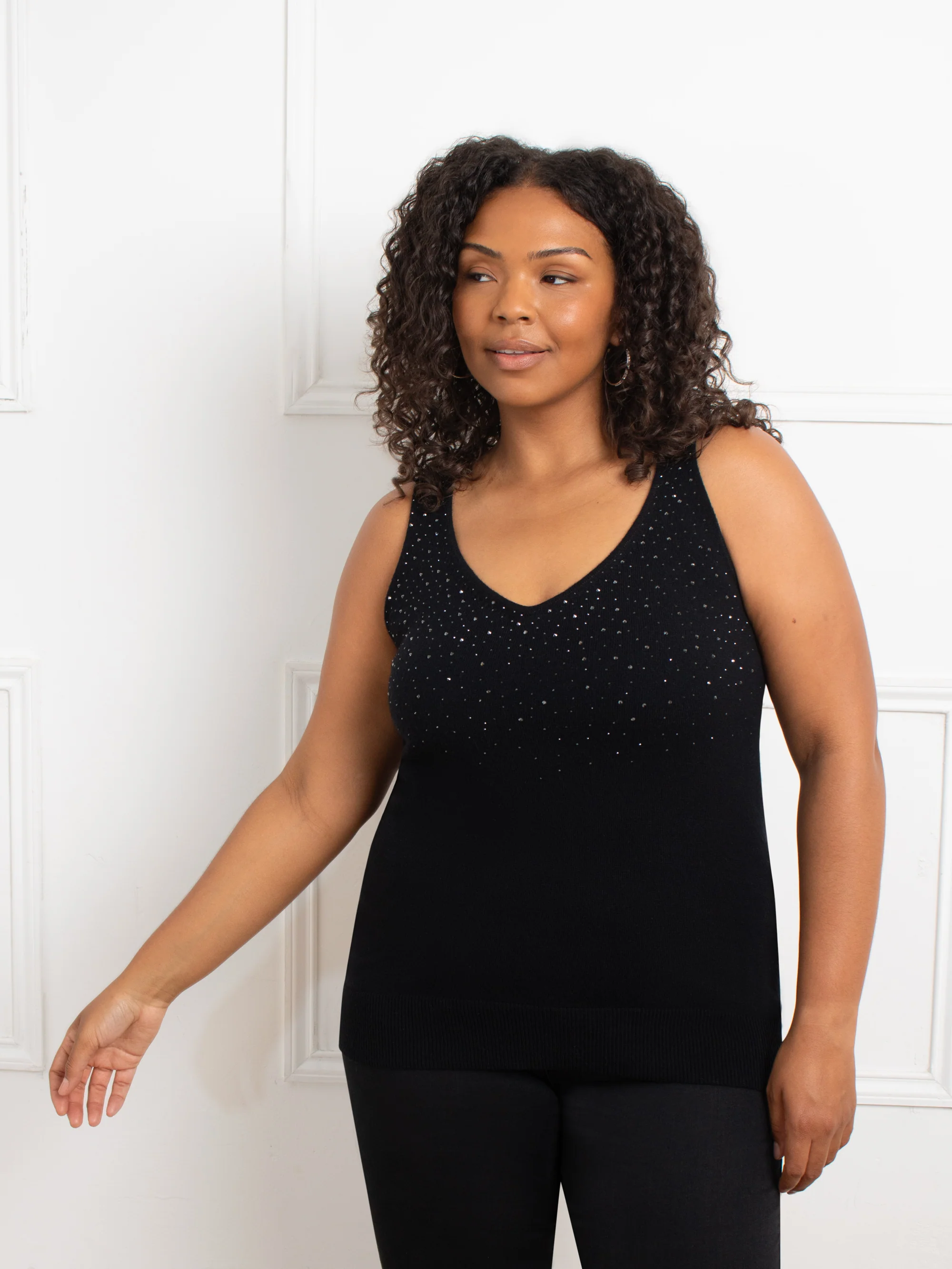 Black Sparkle Knitted Vest - Image 3
