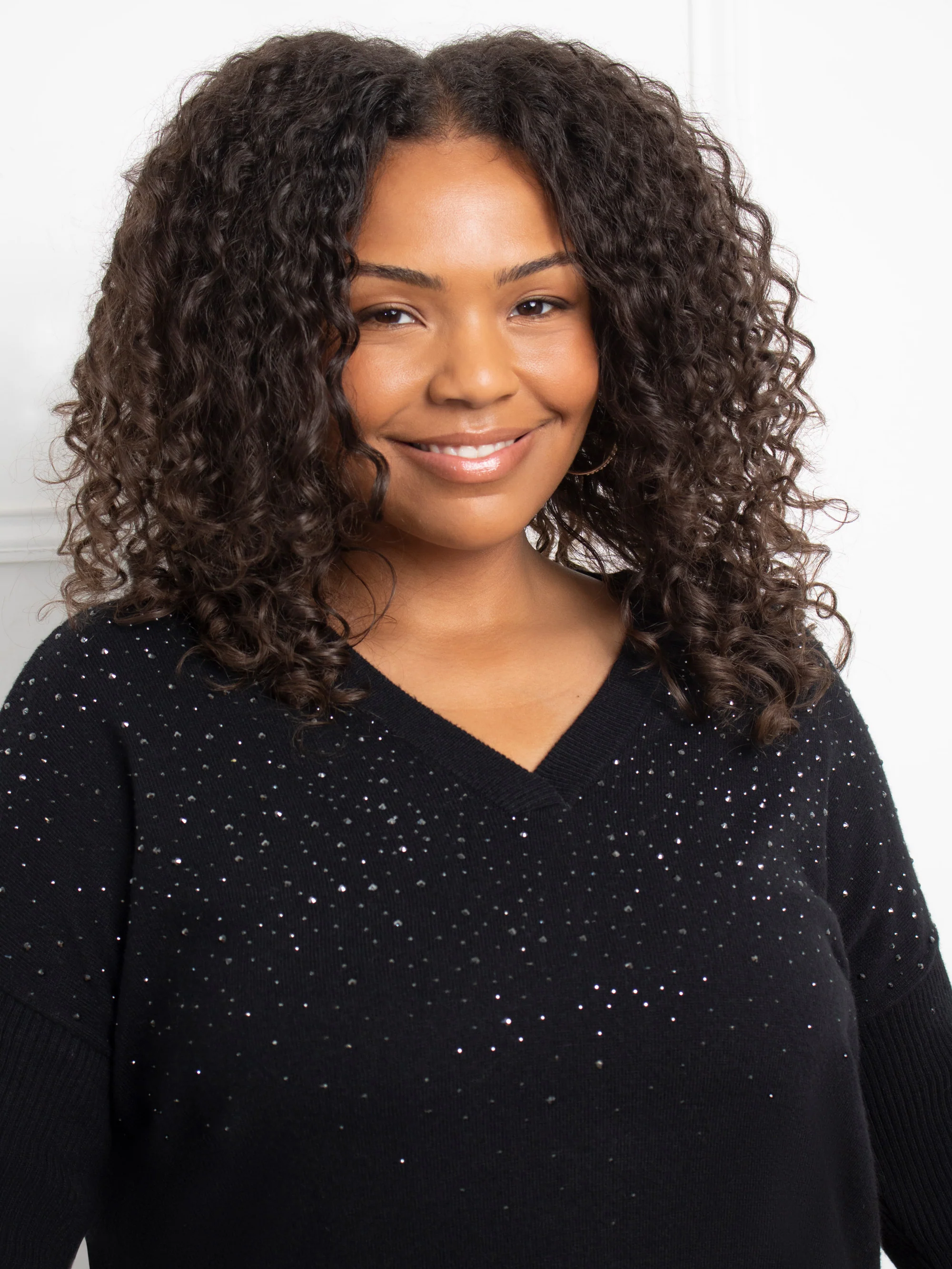 Black Sparkle V-Neck Jumper Dress - Image 5
