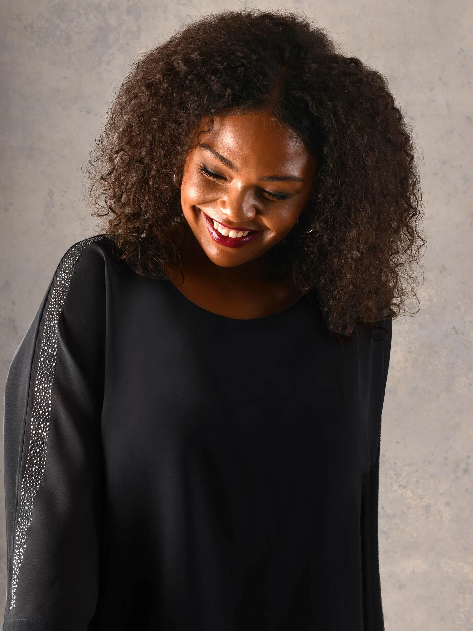 Black Studded Shoulder Overlayer Top - Image 3