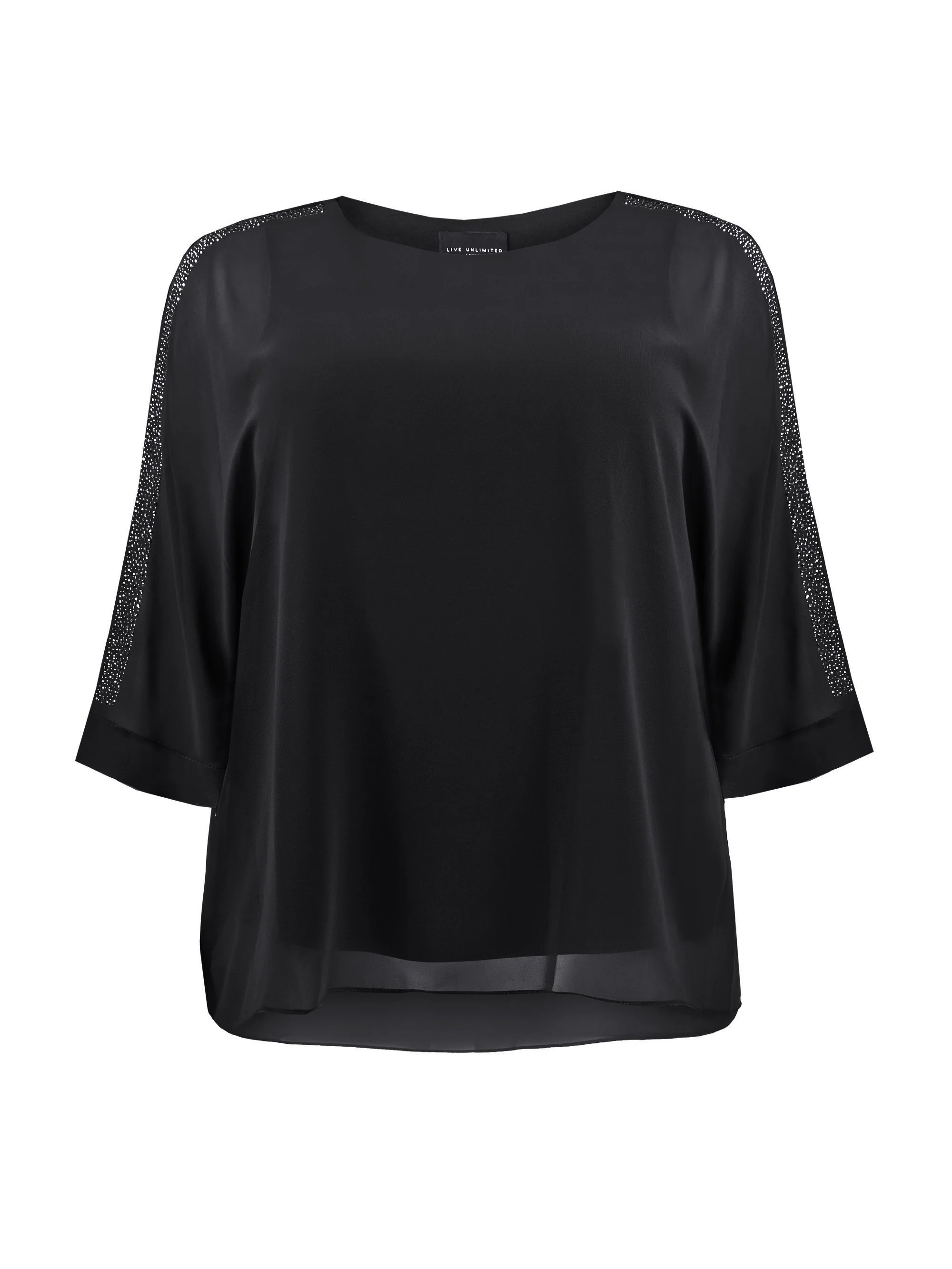 Black Studded Shoulder Overlayer Top - Image 4