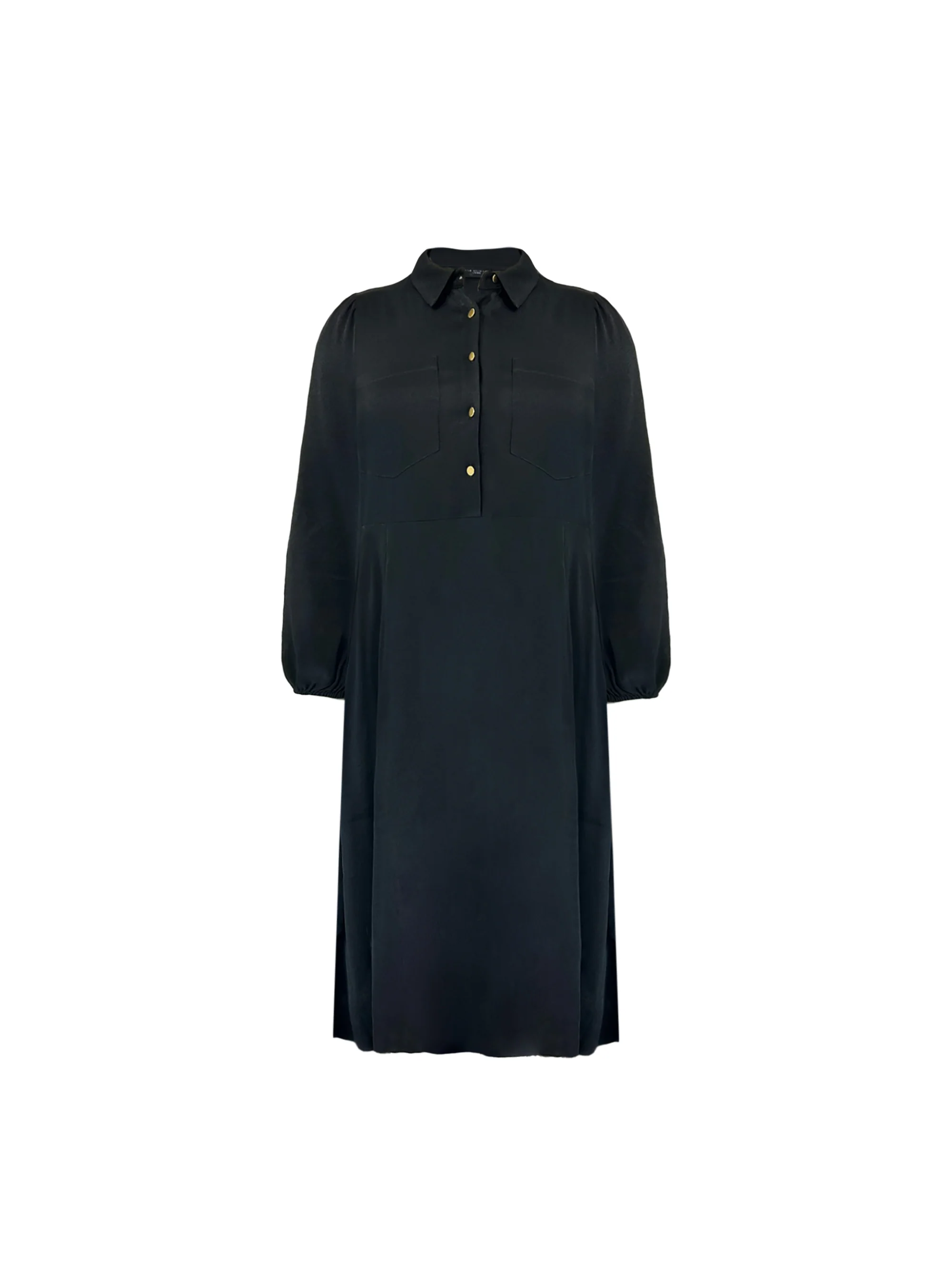 Black Swing Midi Shirt Dress - Image 7