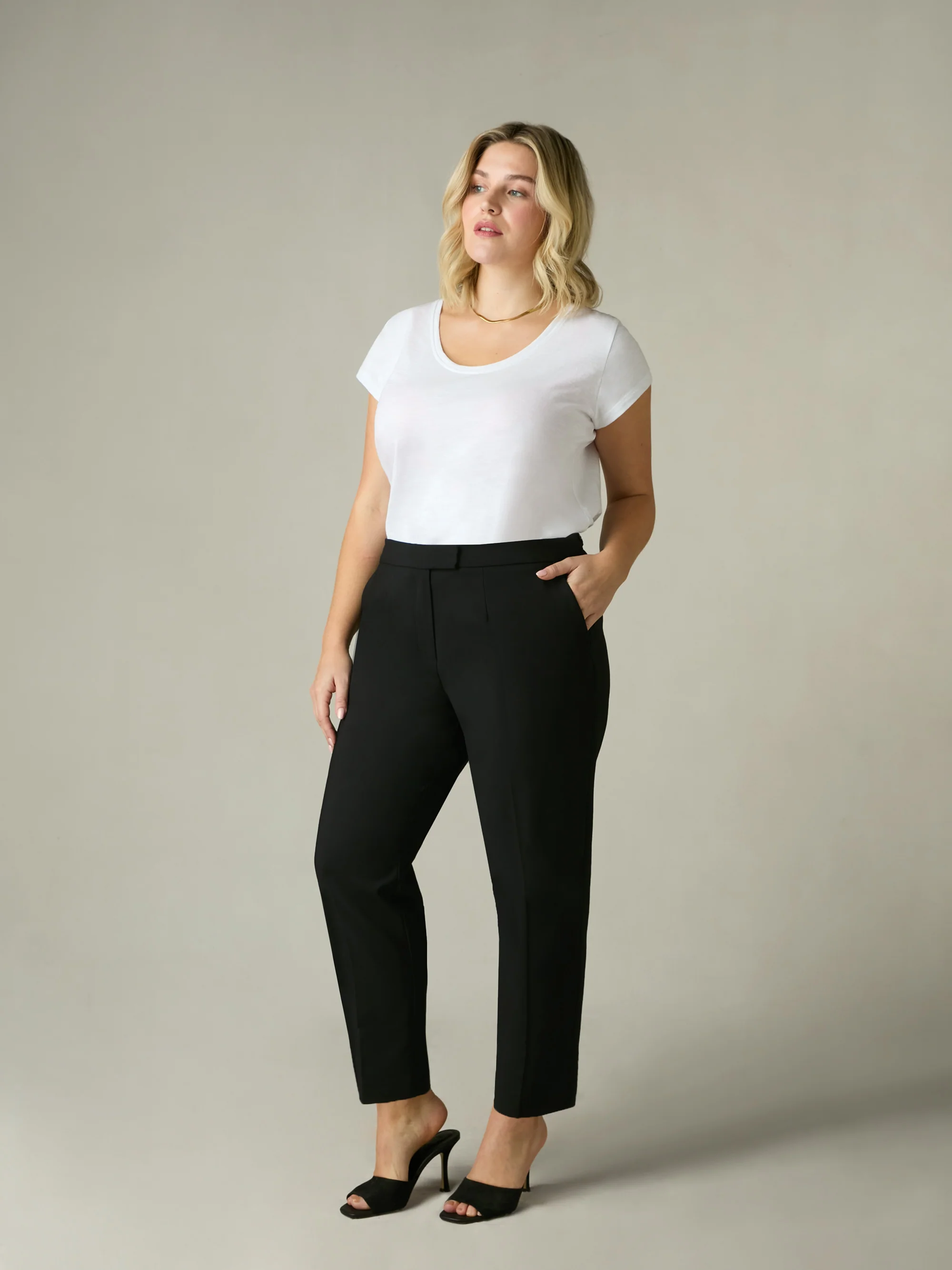 Black Tailored Button Detail Trousers - Image 3