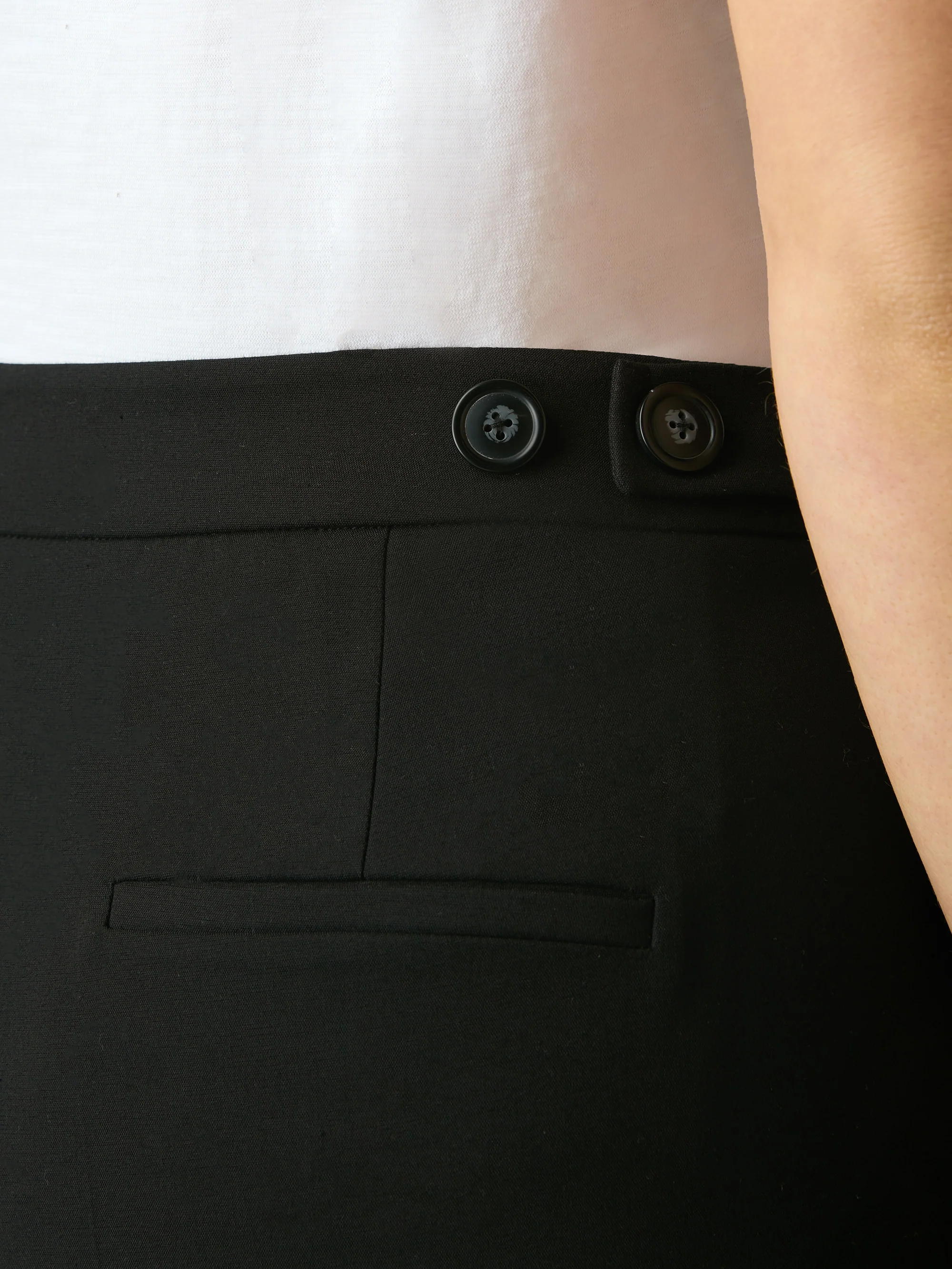 Black Tailored Button Detail Trousers - Image 5