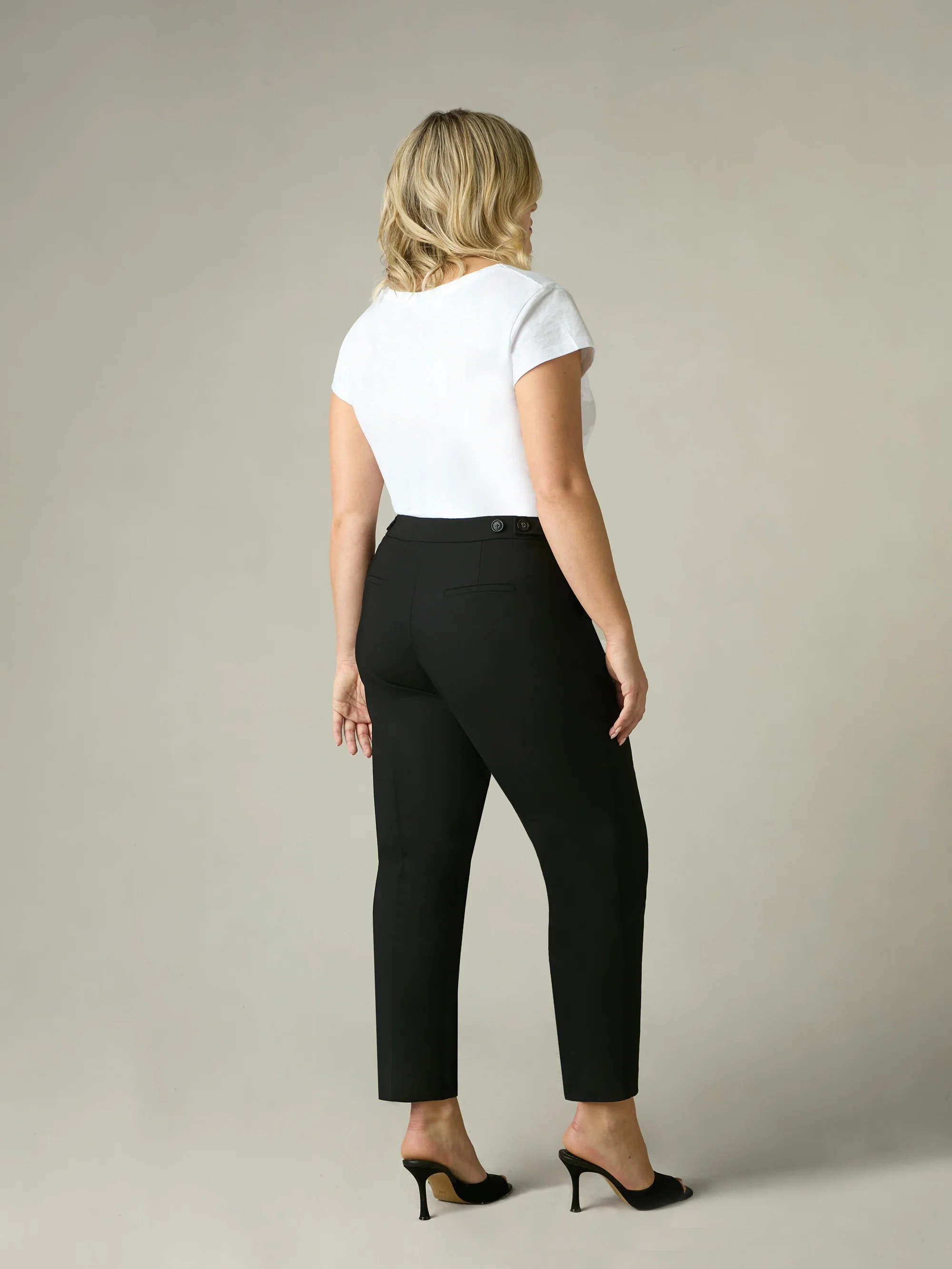 Black Tailored Button Detail Trousers - Image 6