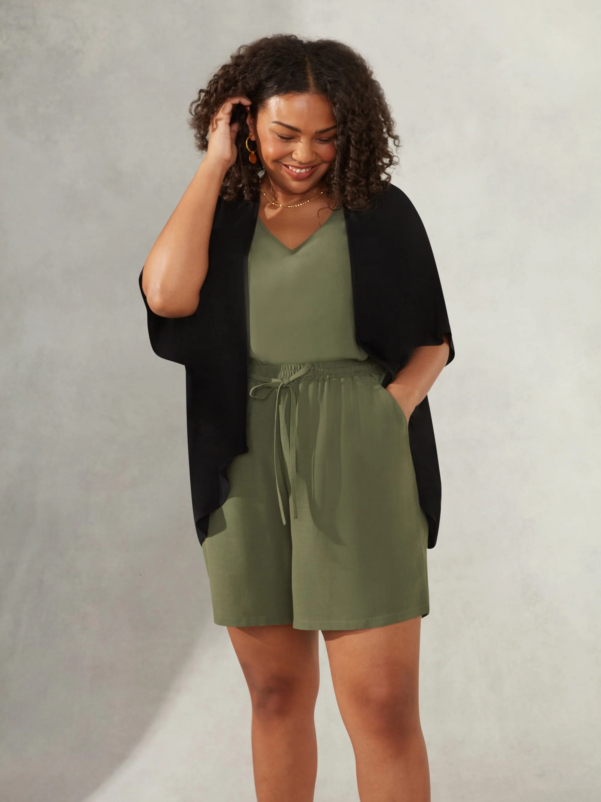 Black Textured Batwing Cover Up - Image 2