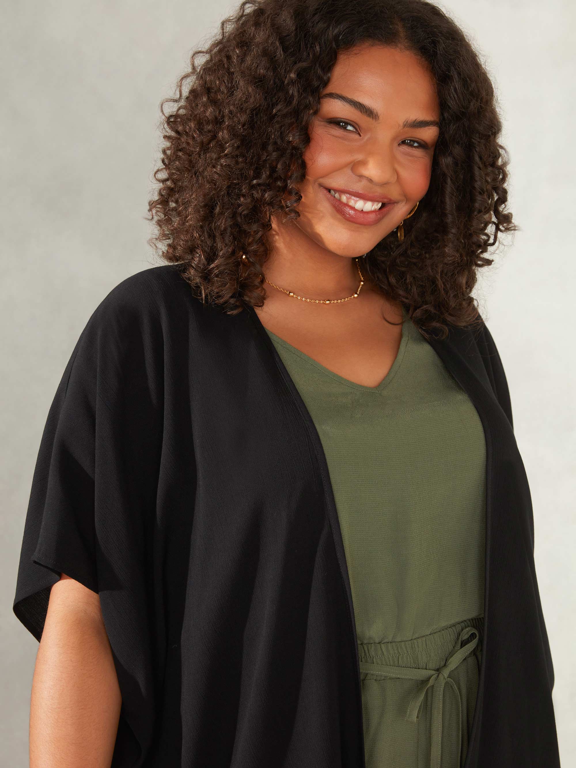 Black Textured Batwing Cover Up - Image 3