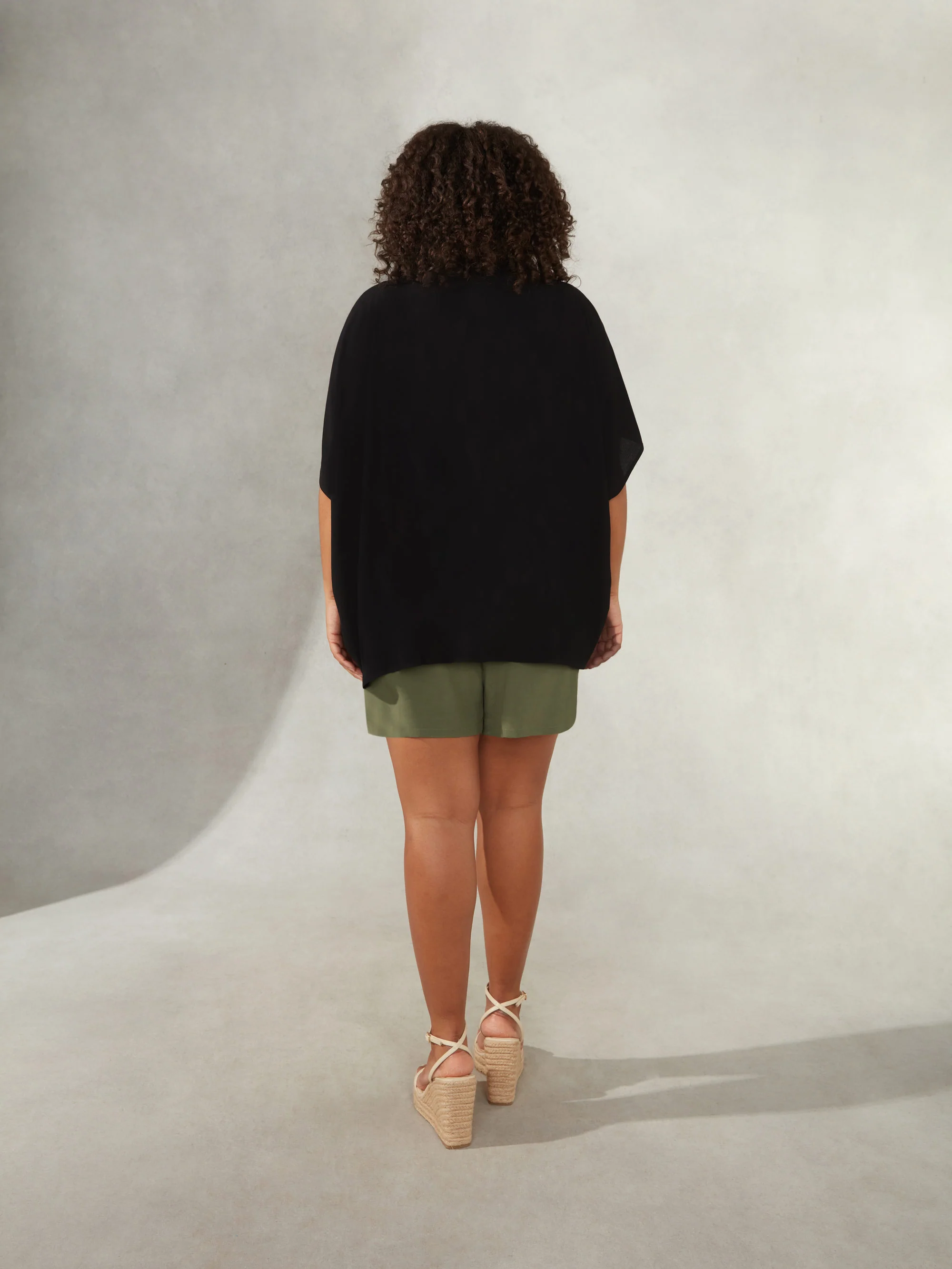 Black Textured Batwing Cover Up - Image 4