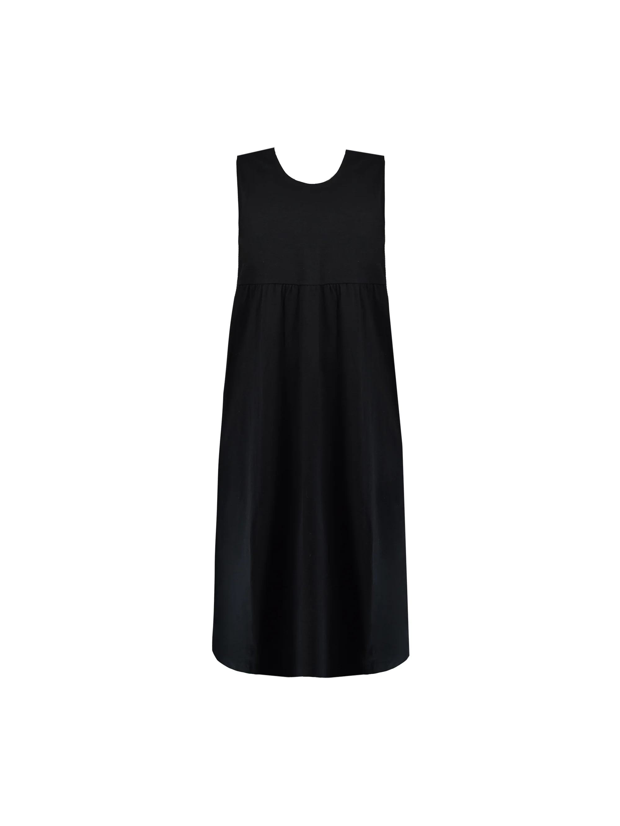 Black Textured Empire Midi Jersey Dress - Image 3