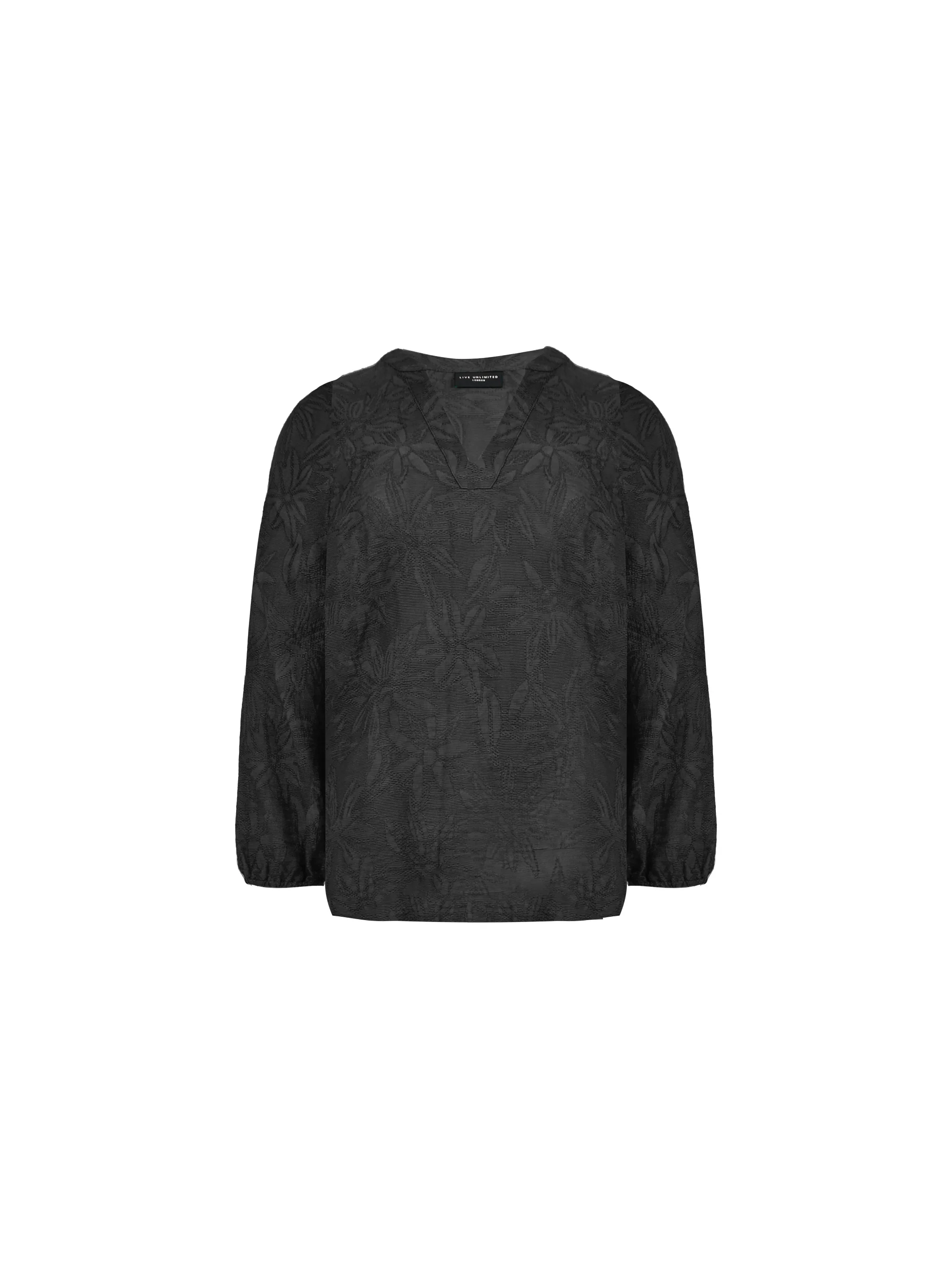 Black Textured Floral Boho Blouse - Image 4
