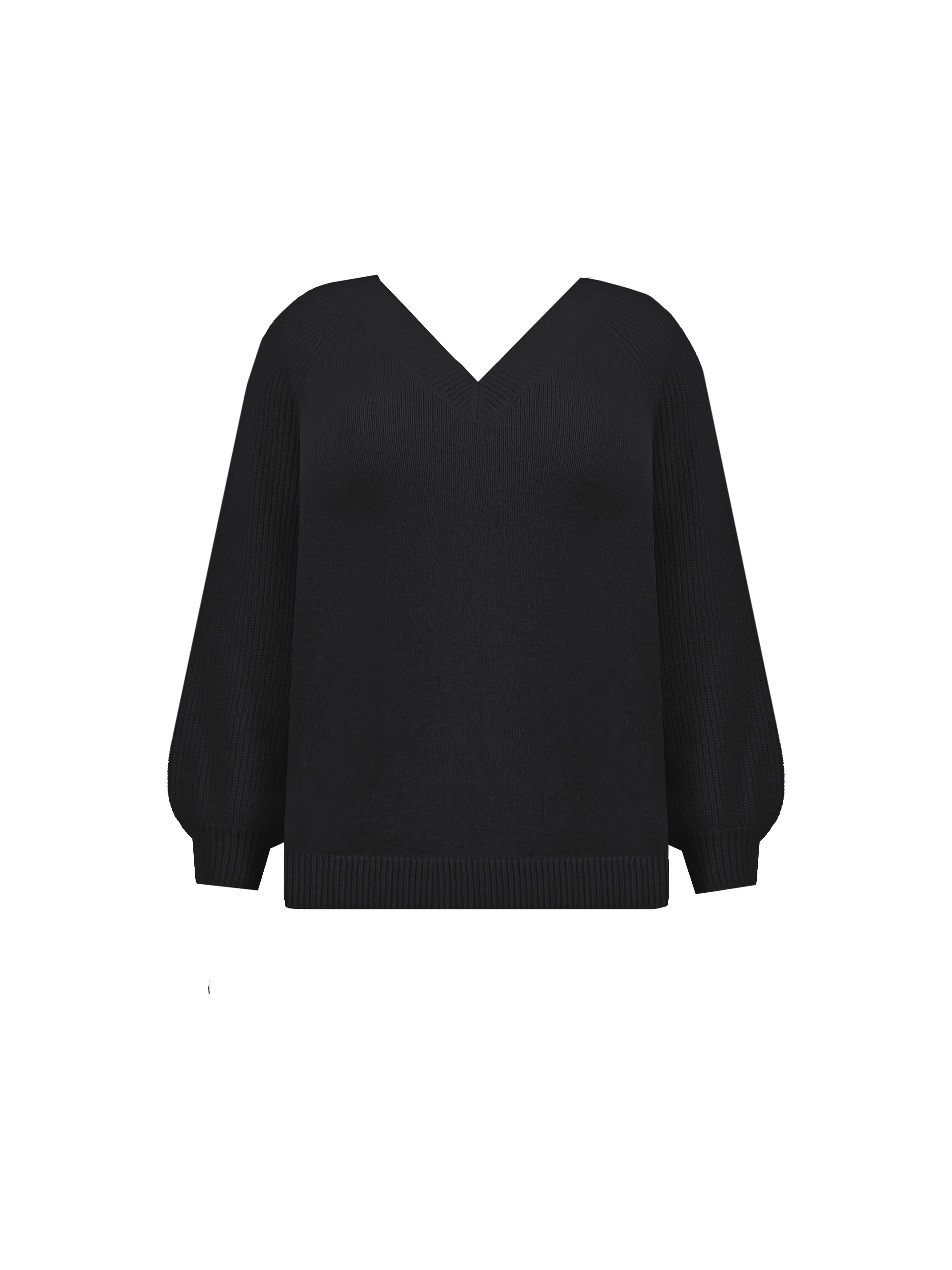 Black Textured Knitted V-Neck Jumper - Image 6
