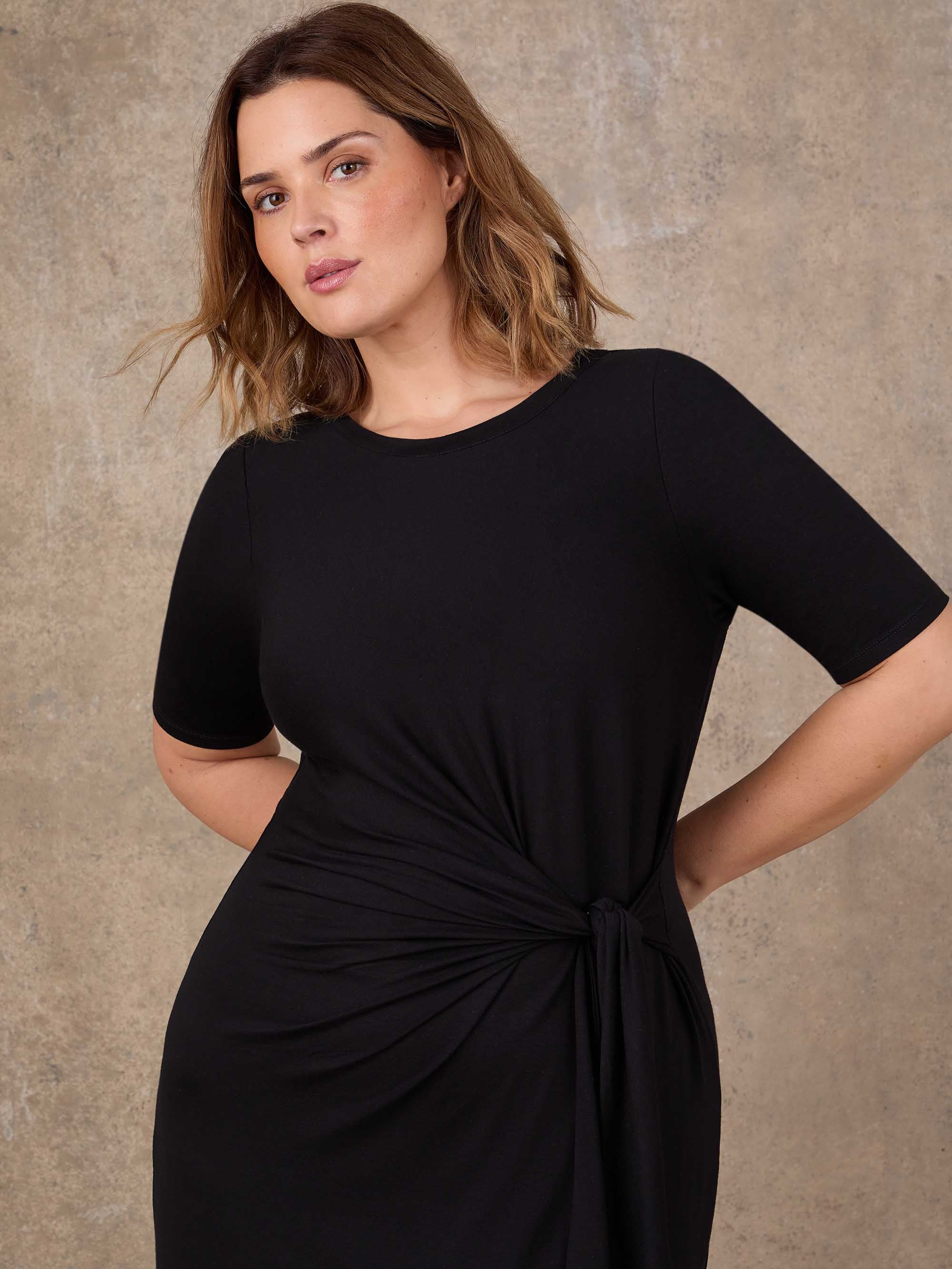 Black Tie Side Jersey Midaxi Dress - Image 5