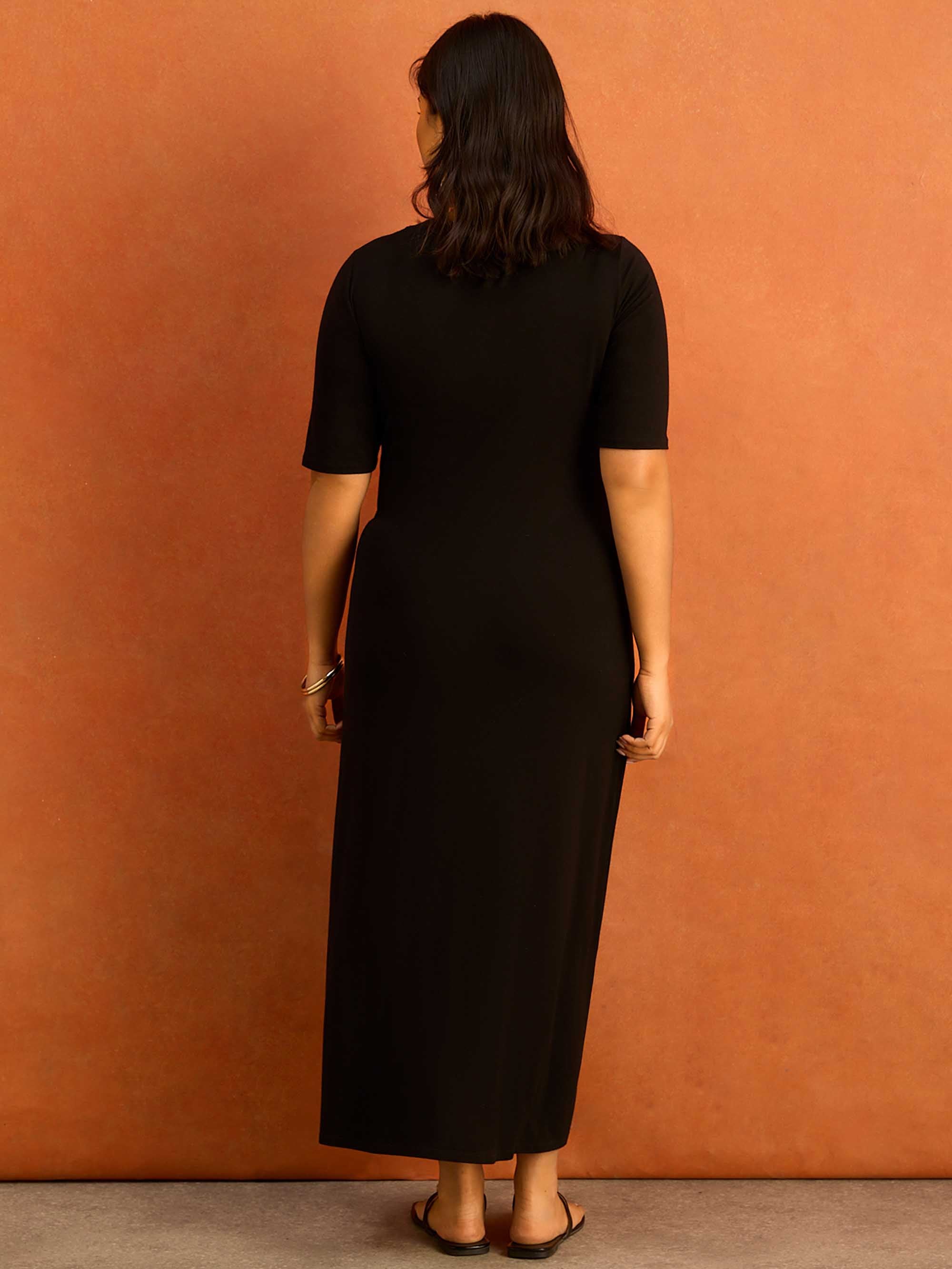 Black Tie Side Jersey Midaxi Dress - Image 4