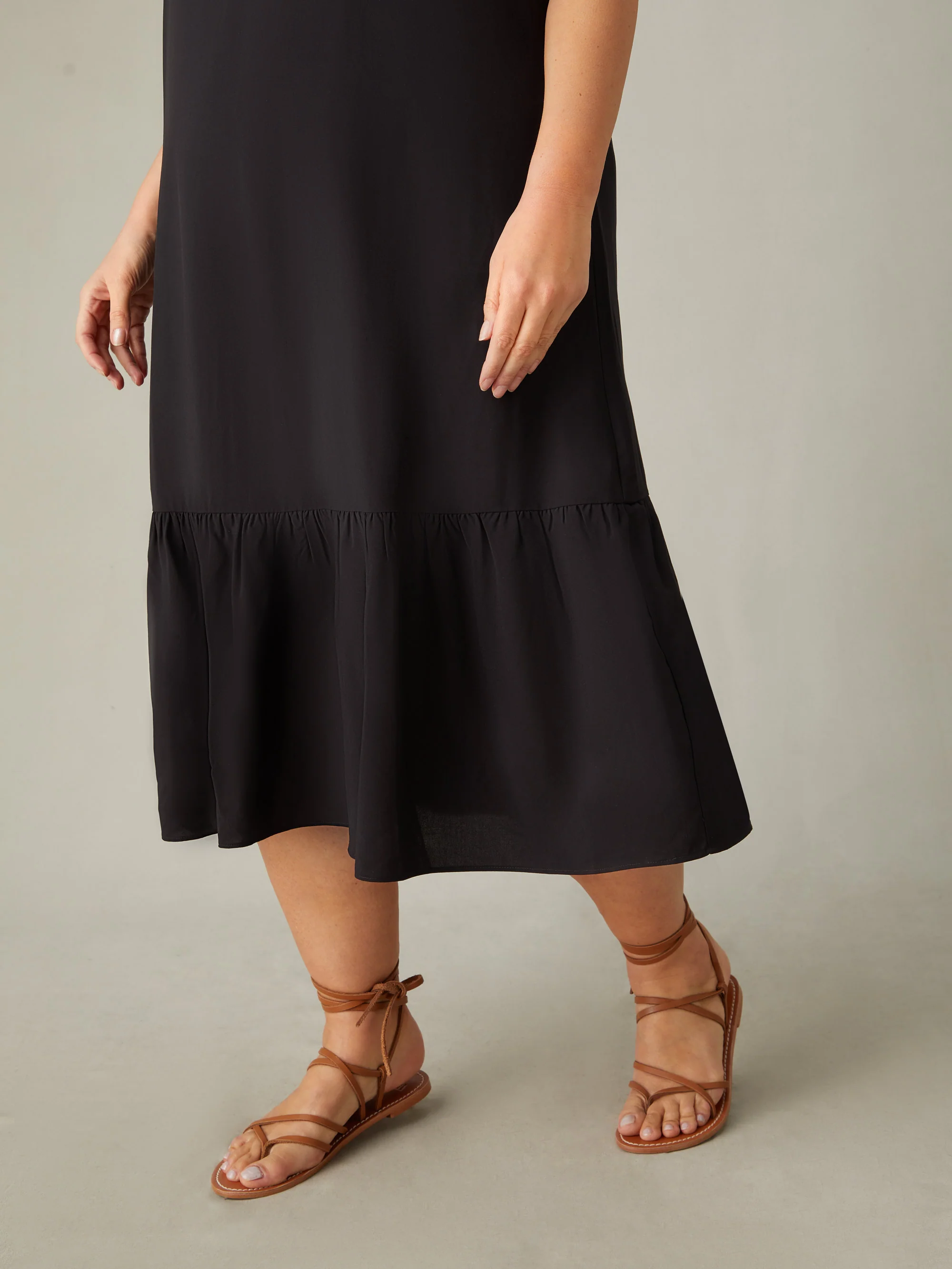 Black Tiered V-Neck Dress - Image 2
