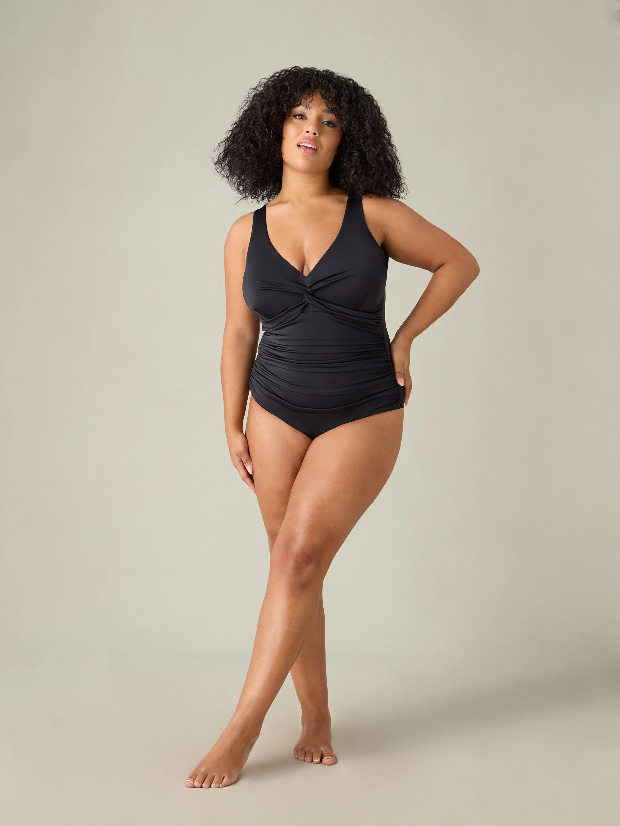 Black Twist Front Swimsuit - Image 2