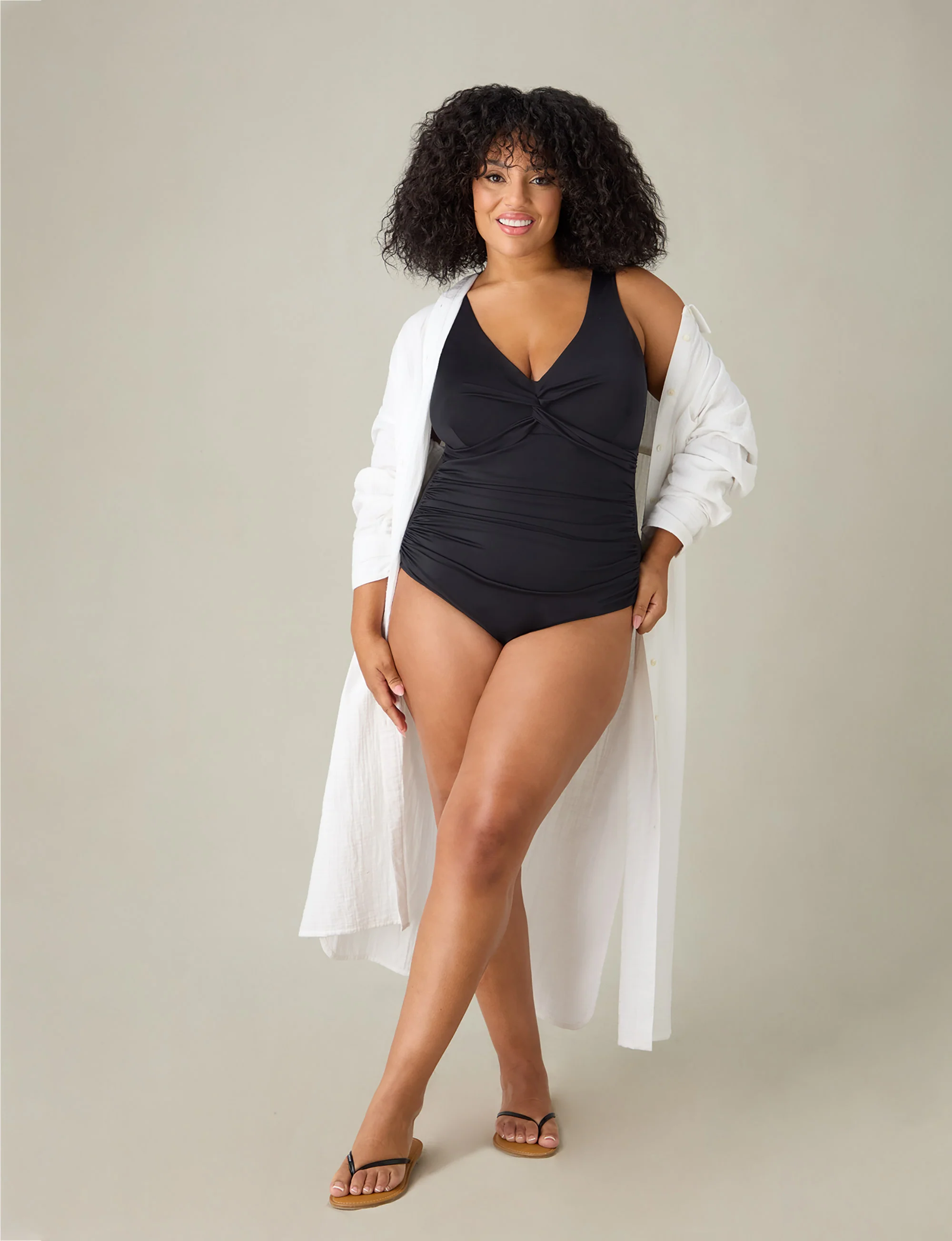 Black Twist Front Swimsuit - Image 3