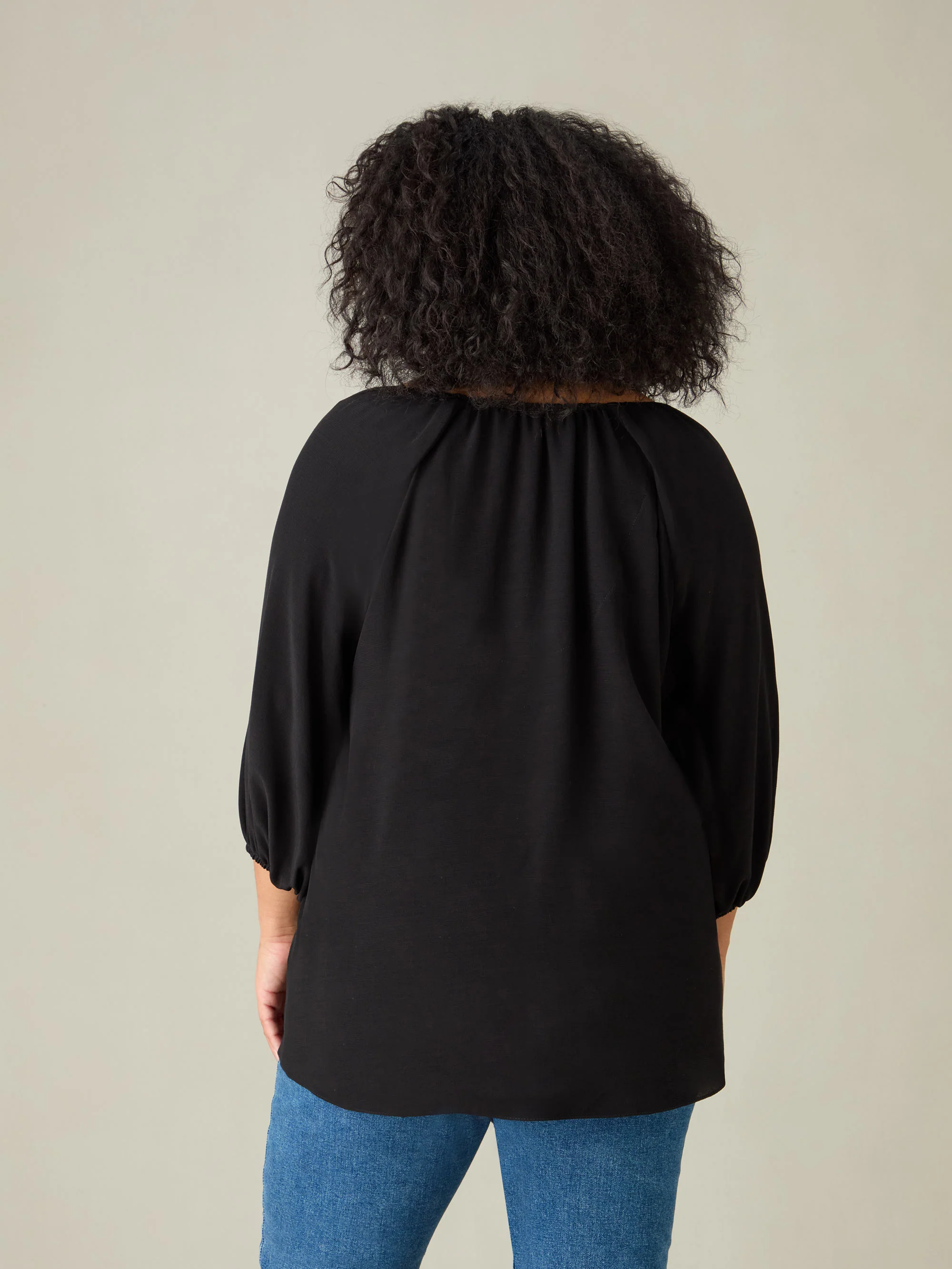Black V-Neck Blouse - Image 3