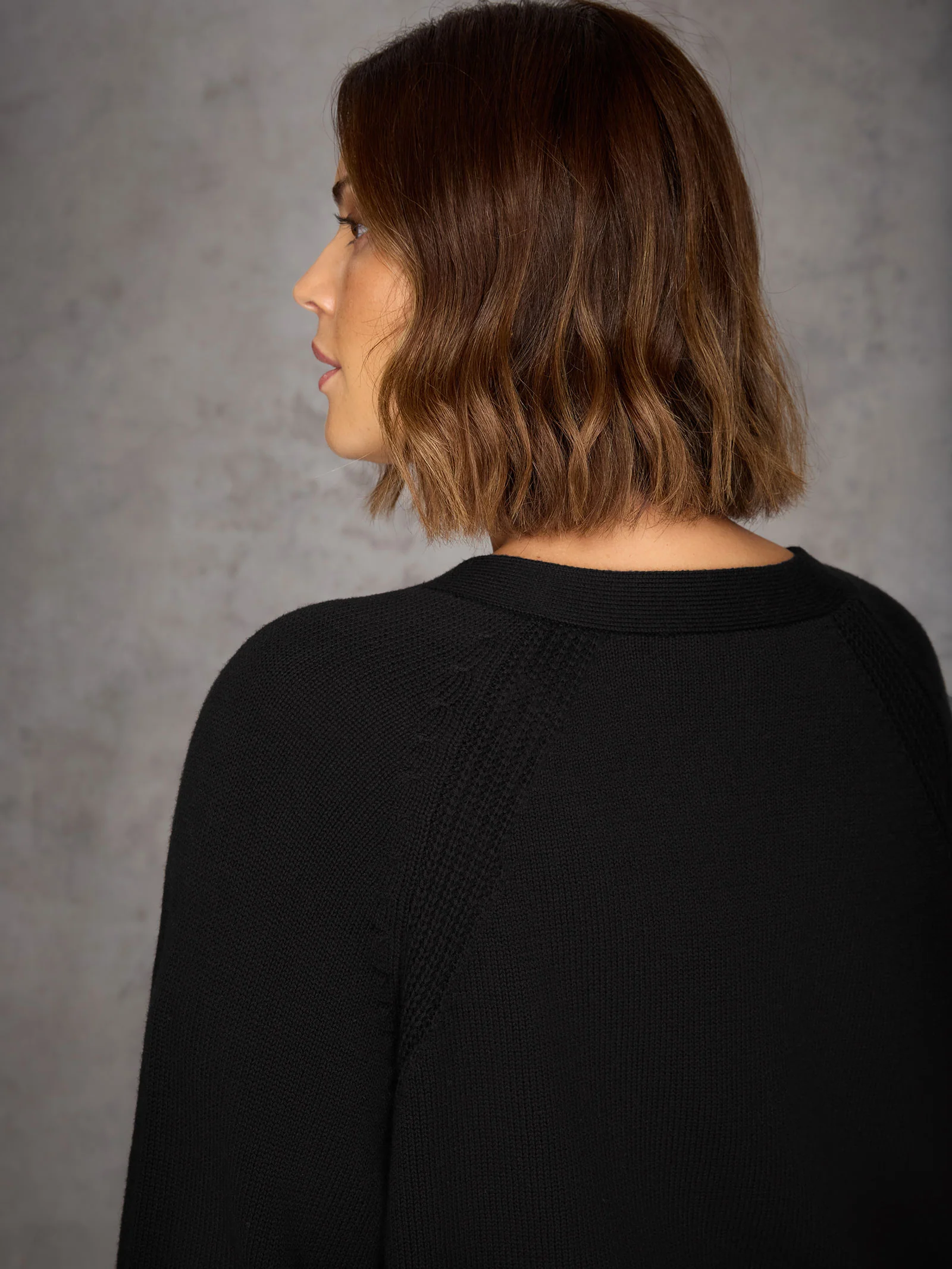 Black V-Neck Cardigan - Image 3