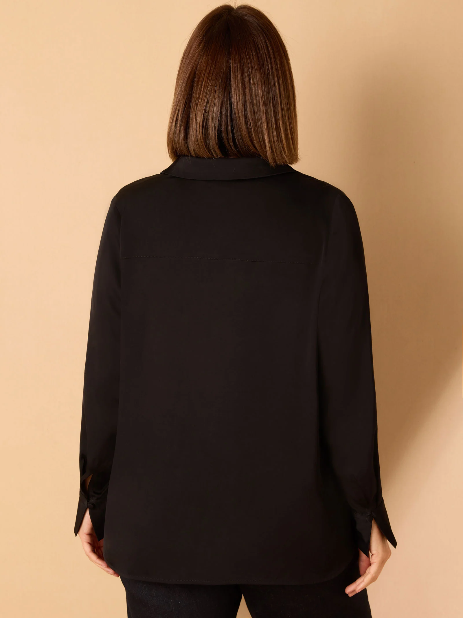 Black V Neck Collared Shirt - Image 3