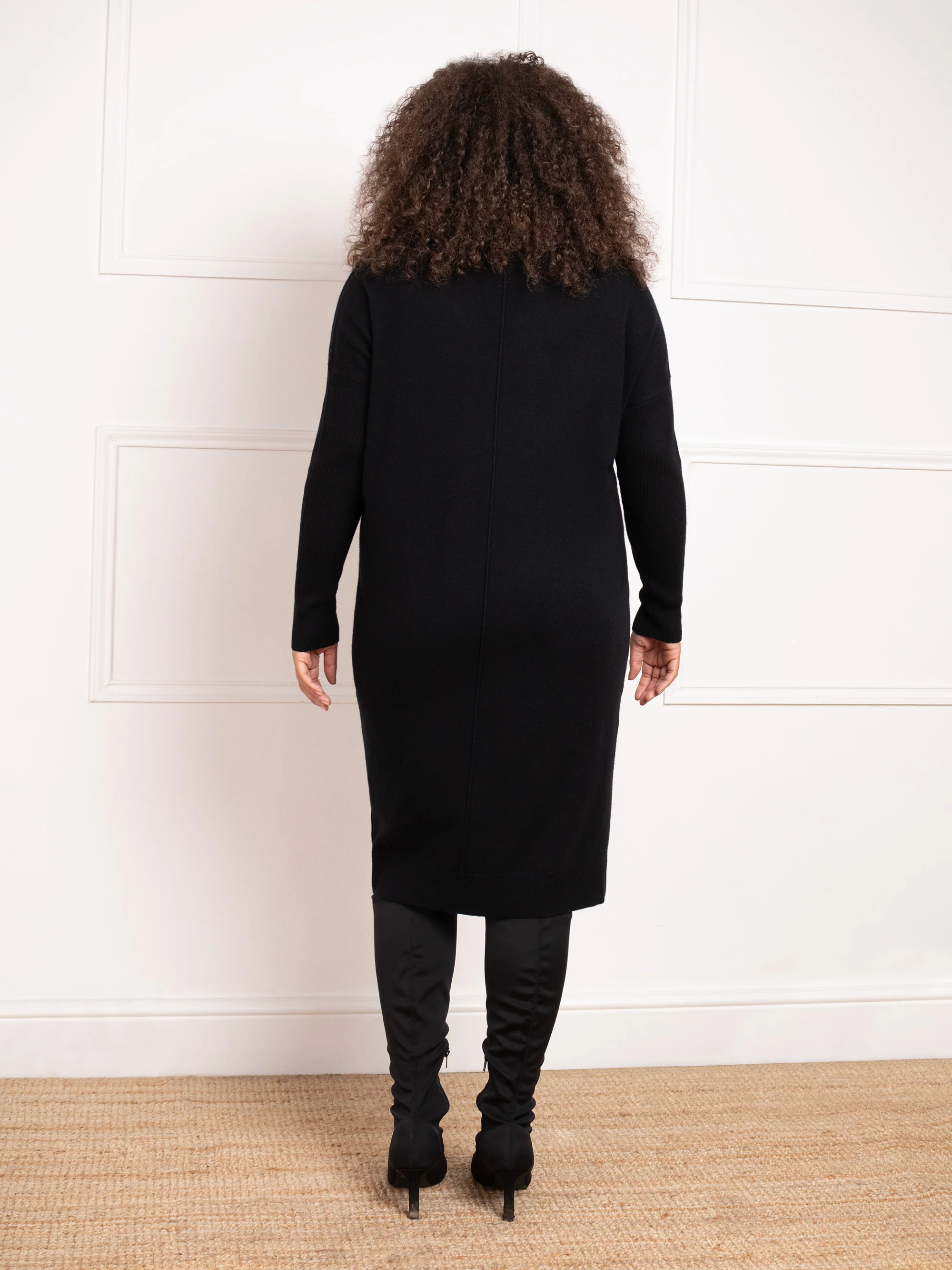 Black V-Neck Jumper Dress - Image 3