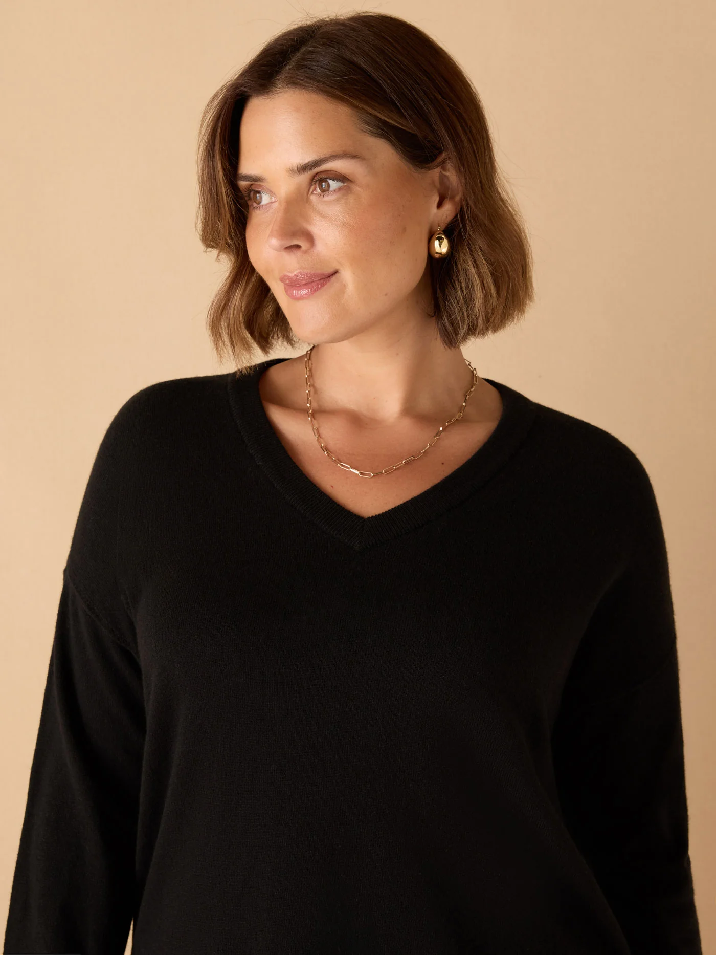 Black V Neck Knit Jumper - Image 2