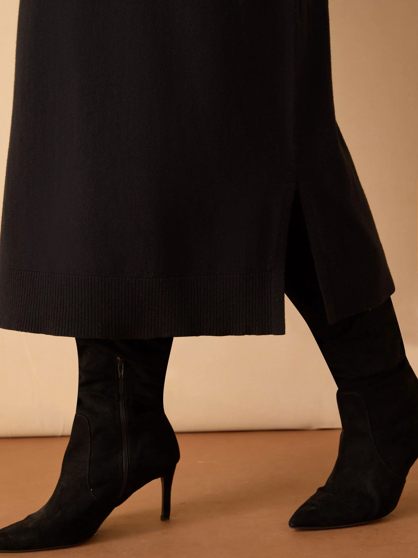 Black V Neck Knit Jumper Dress - Image 3
