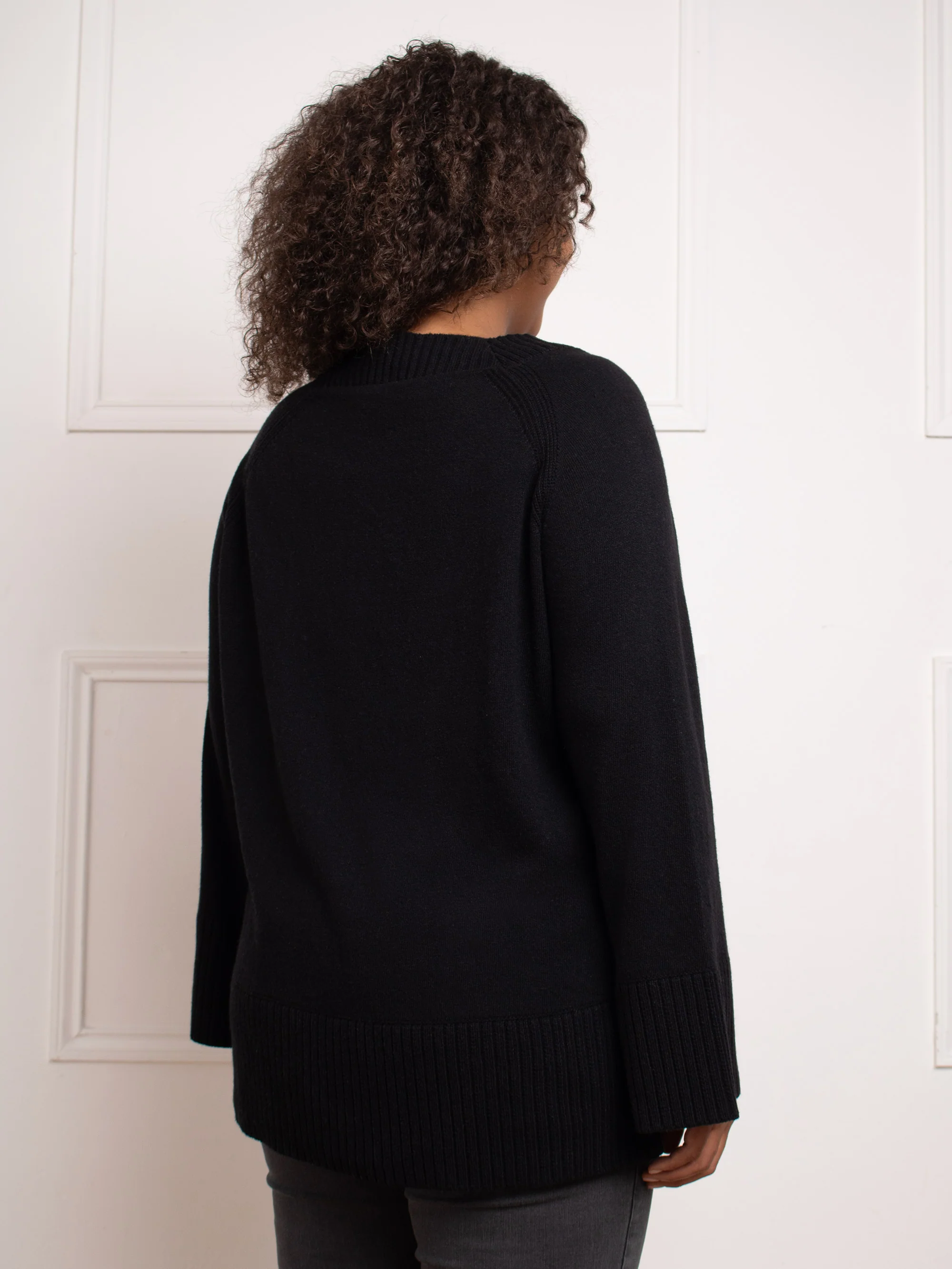 Black V-Neck Swing Jumper - Image 4