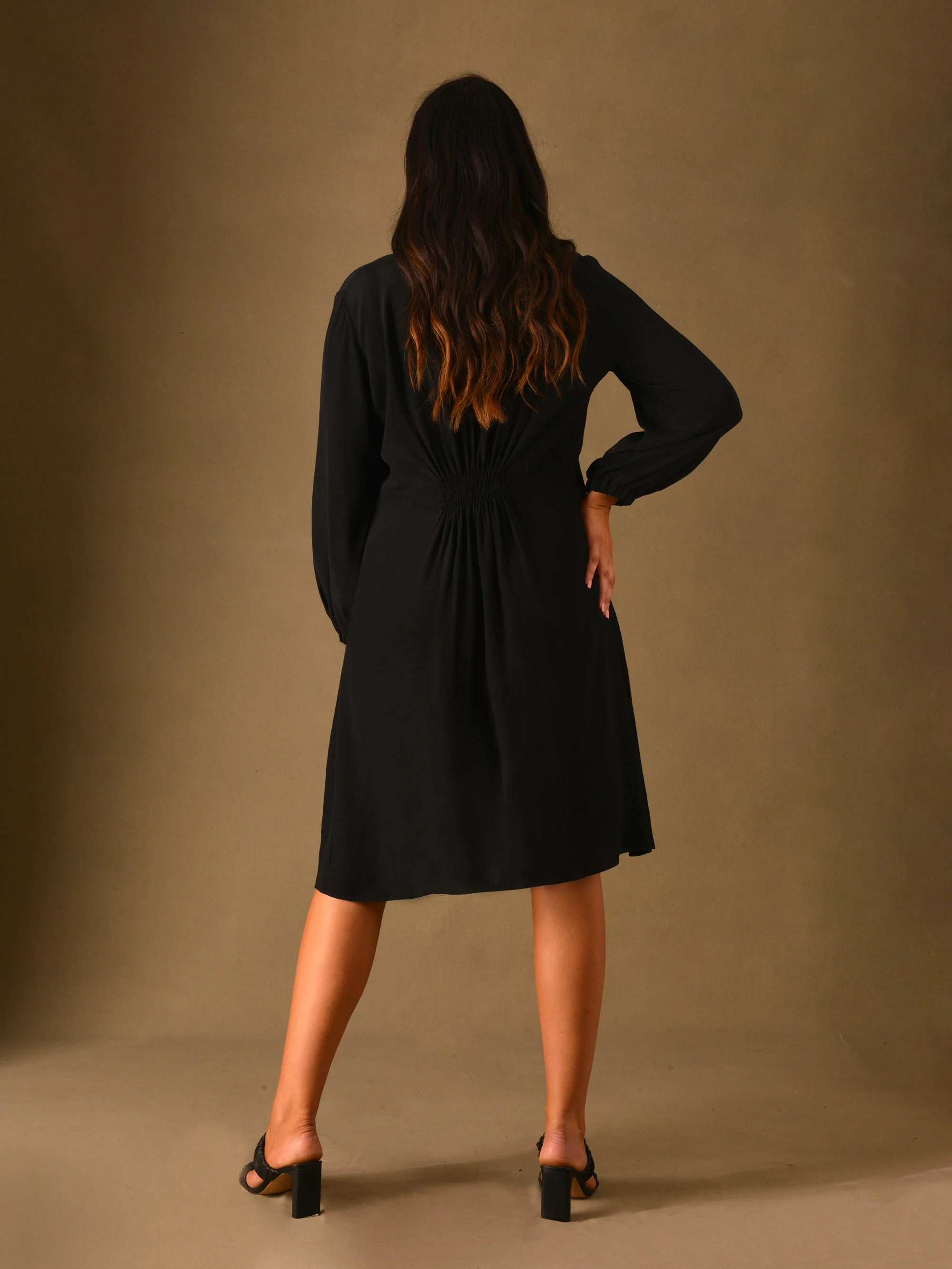 Black Viscose Zip Front Dress - Image 3