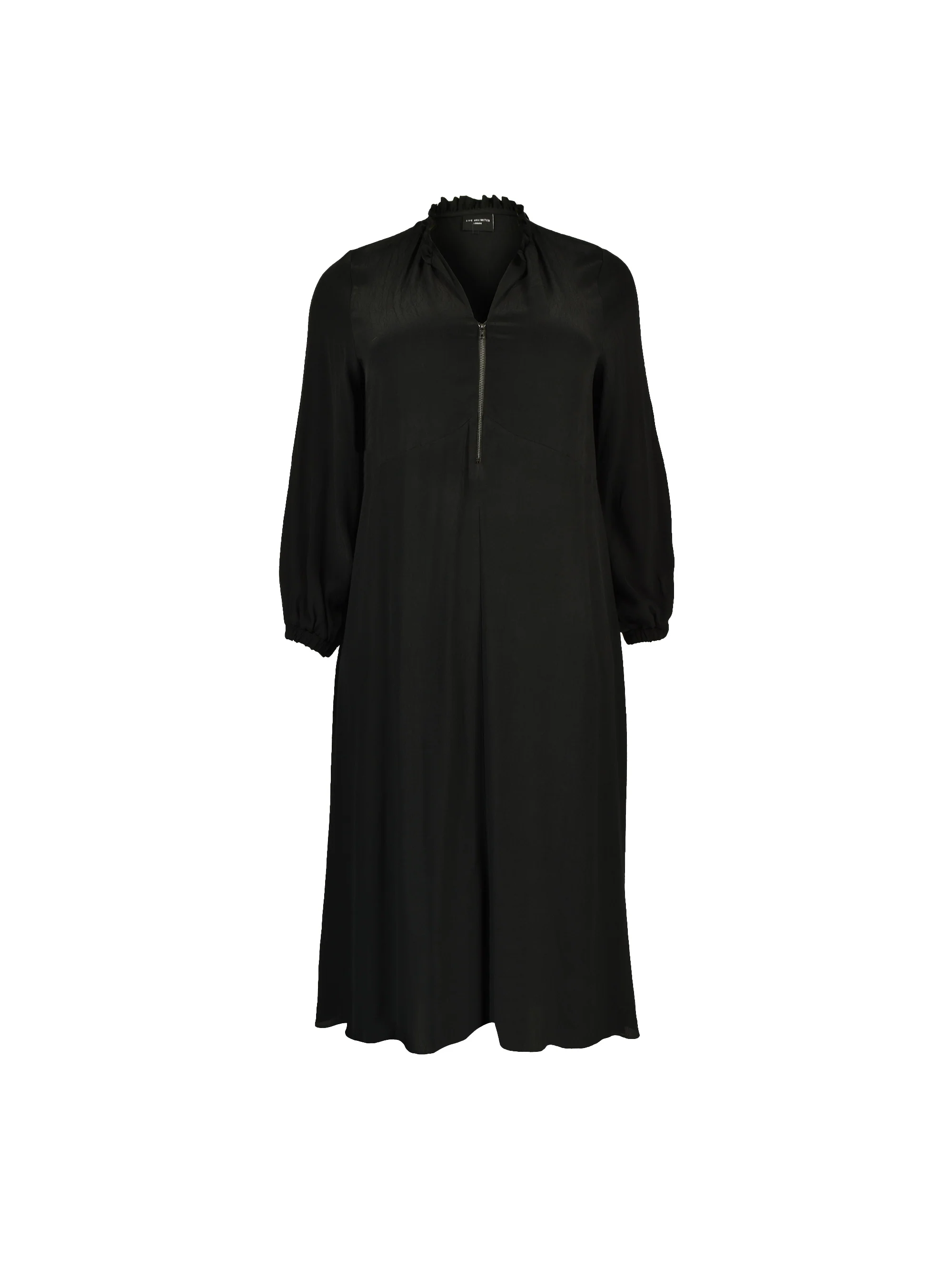 Black Viscose Zip Front Dress - Image 4