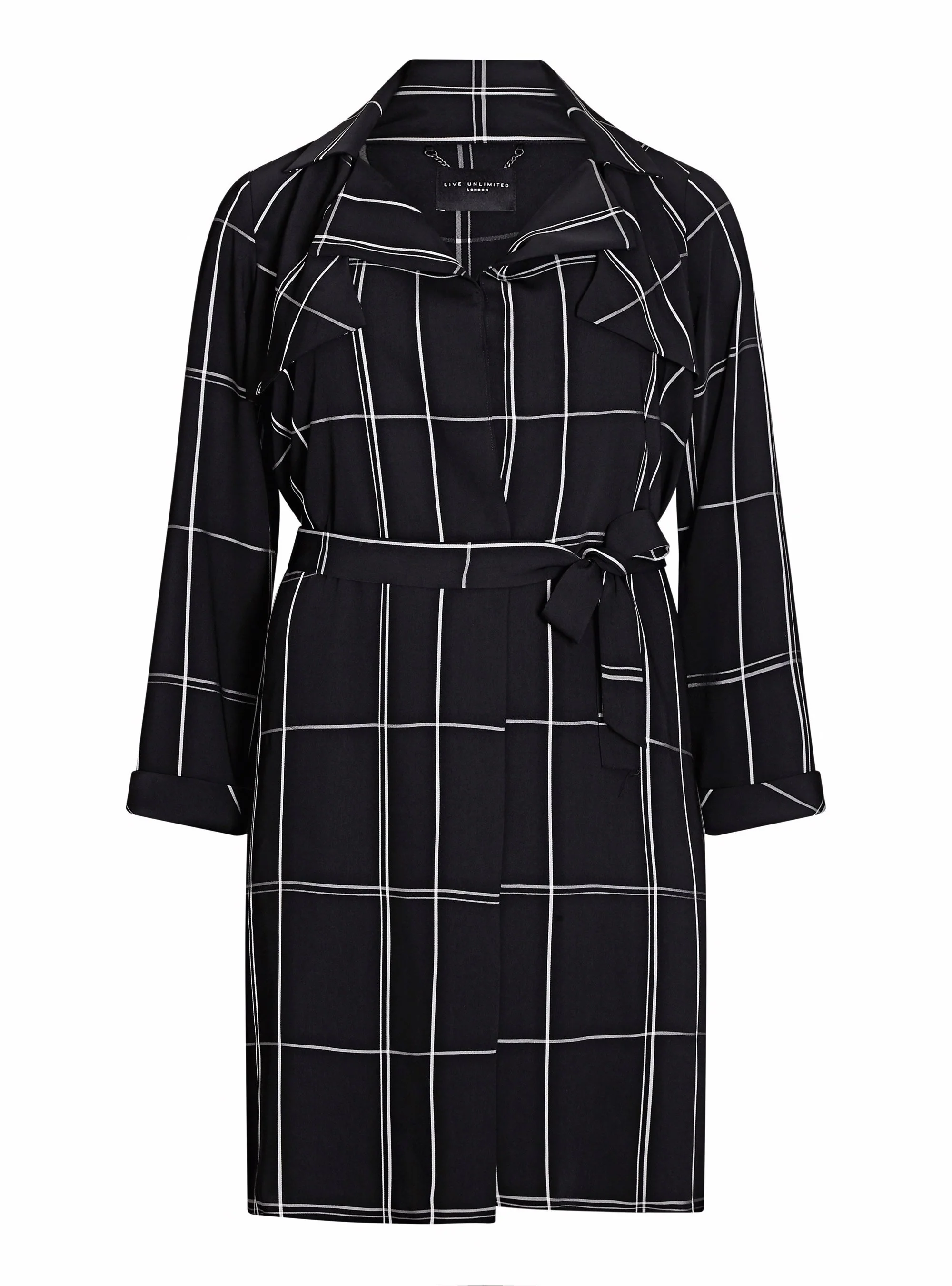 Black and White Checked Trench Coat - Image 3