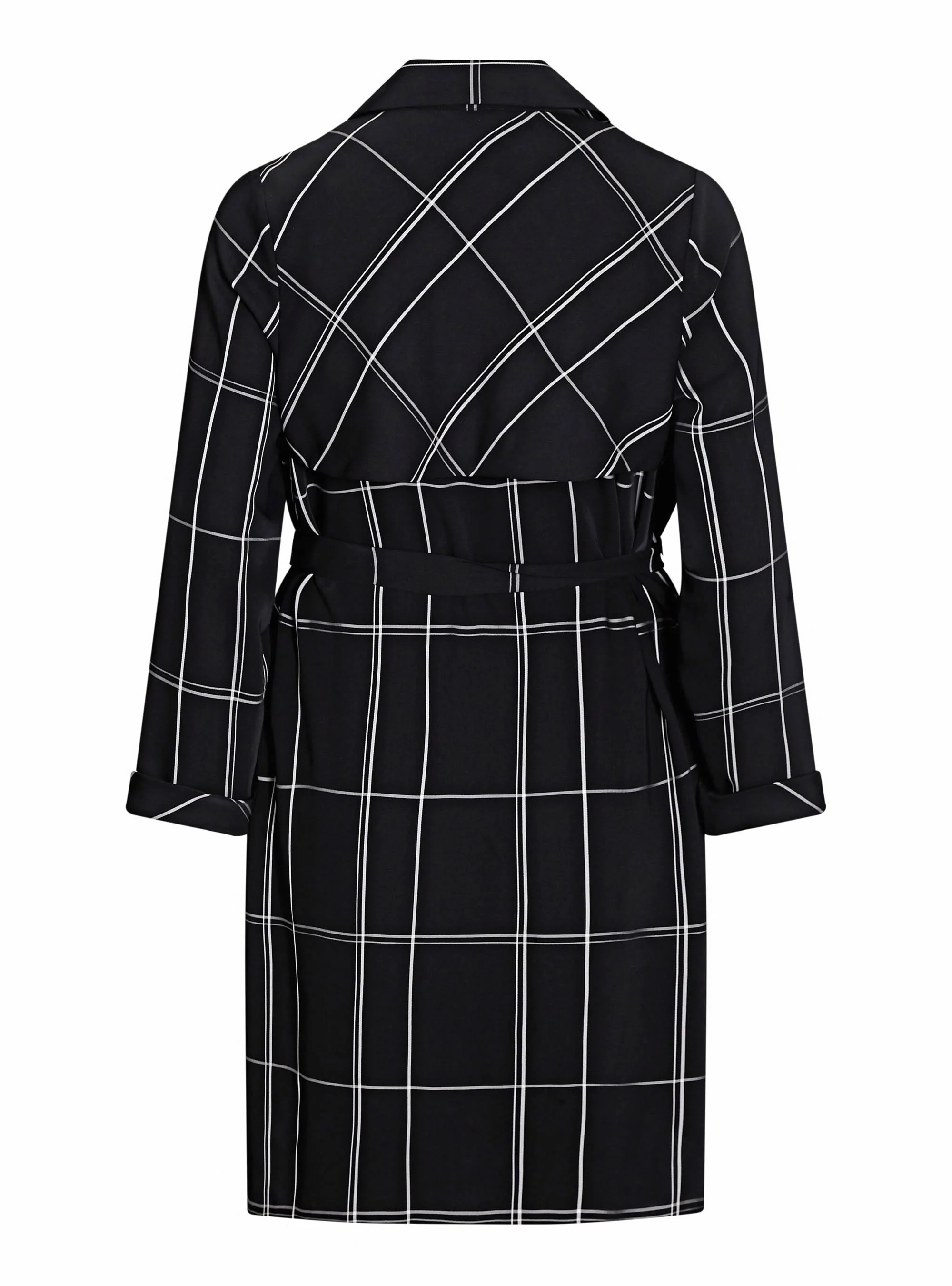 Black and White Checked Trench Coat - Image 4