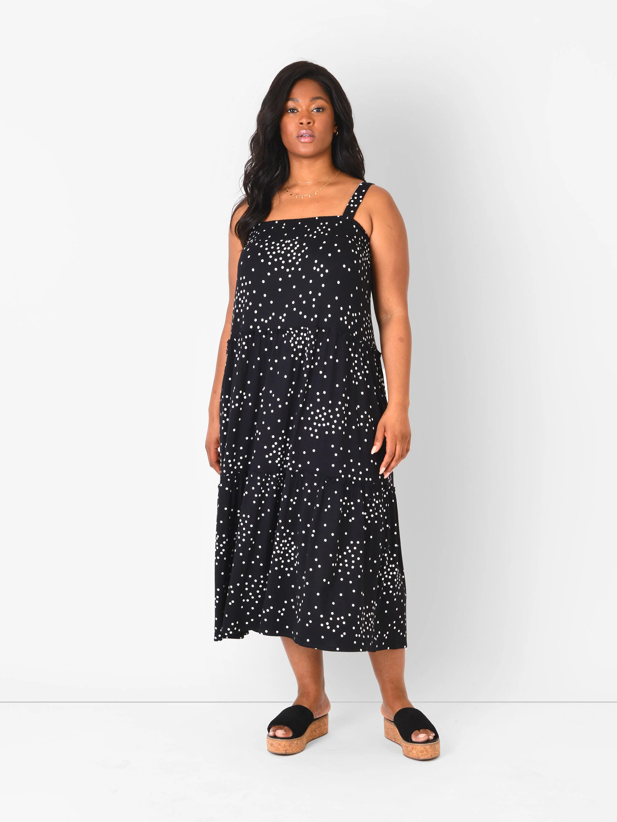 Mono Spot Jersey Tiered Sundress - Image 2
