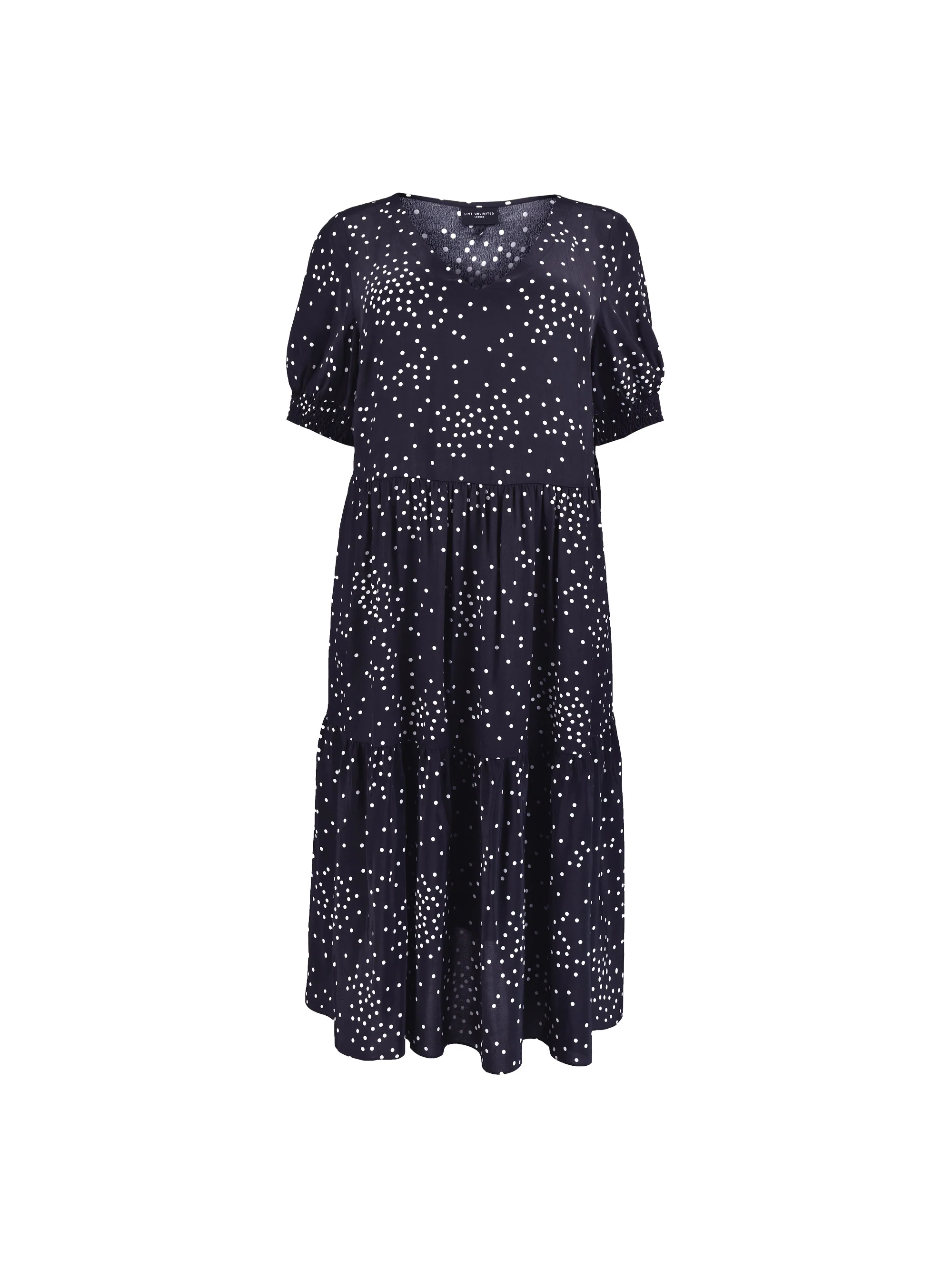 Mono Spot Shirred Cuff Midi Dress - Image 4